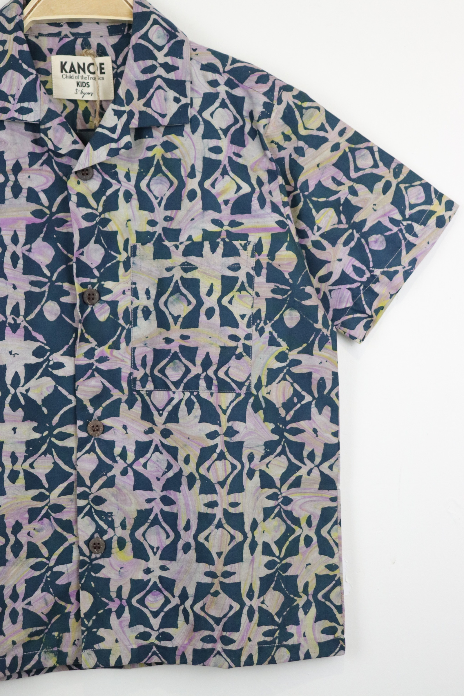 Boy's Open Collar Pocket Shirt - Twilight Bay [ Handmade ]