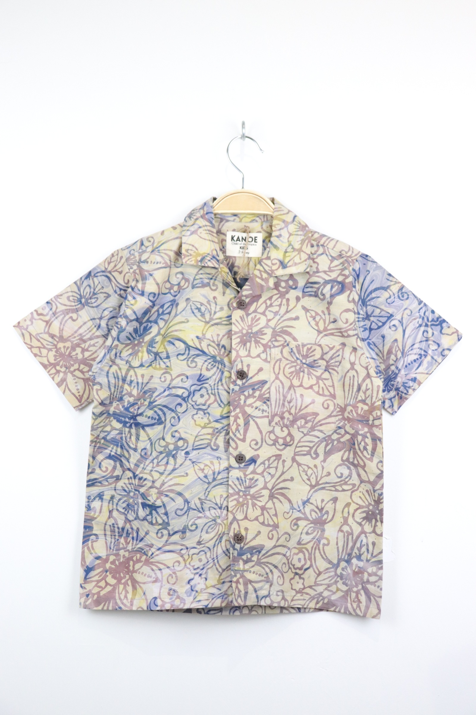 Boy's Open Collar Pocket Shirt - Coconut Cool [ Handmade ]