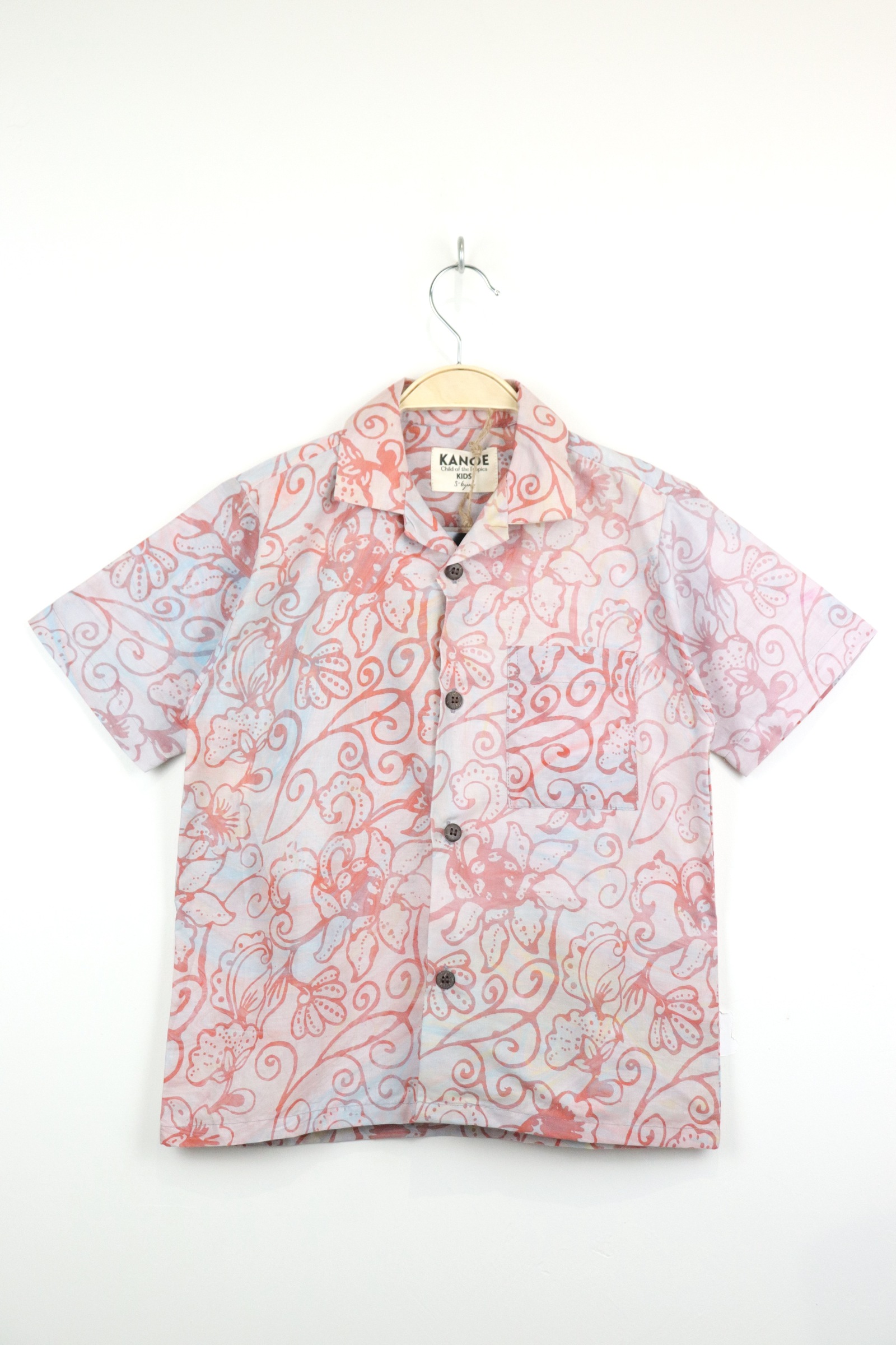 Boy's Open Collar Pocket Shirt - Tamarind Twist [ Handmade ]