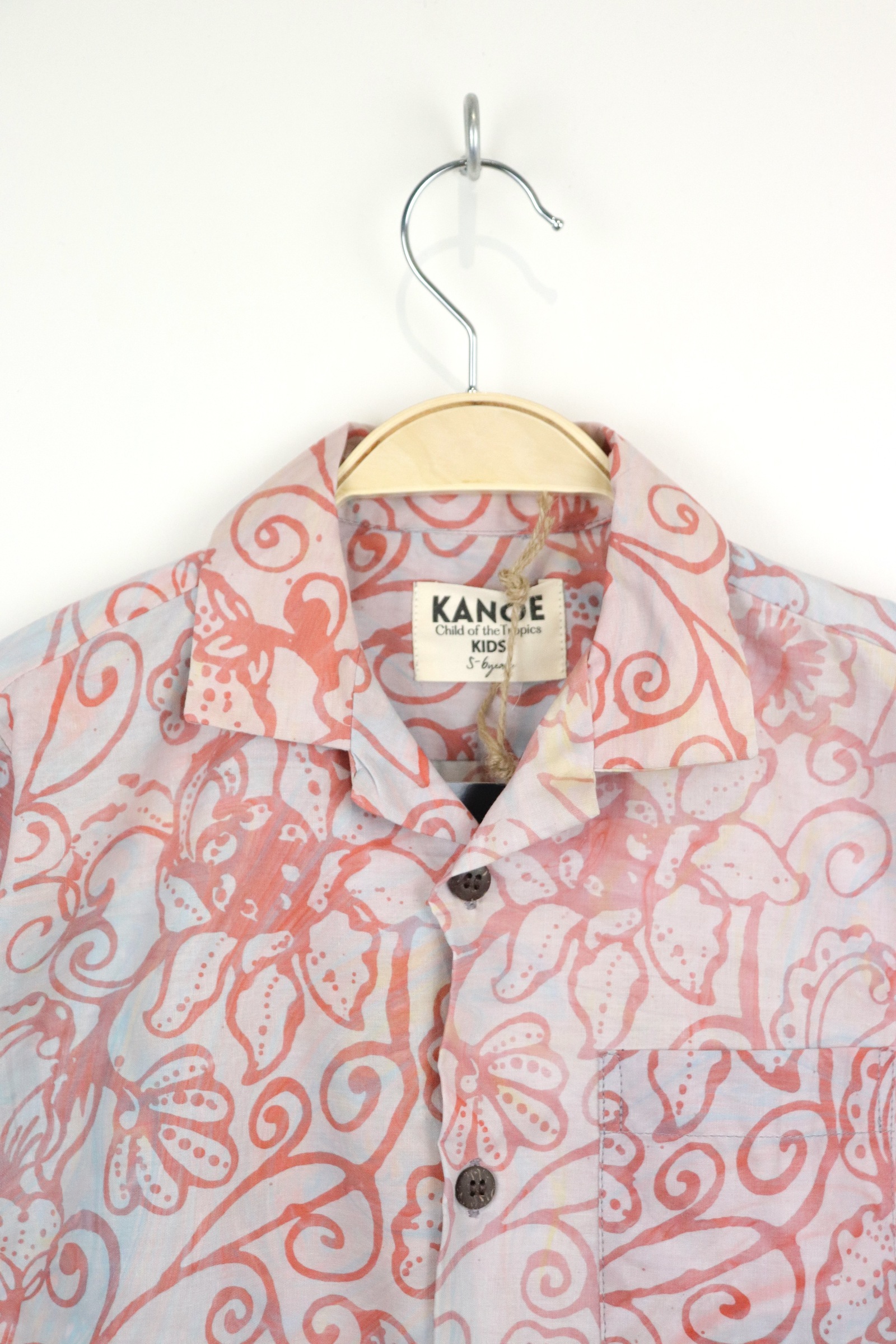 Boy's Open Collar Pocket Shirt - Tamarind Twist [ Handmade ]
