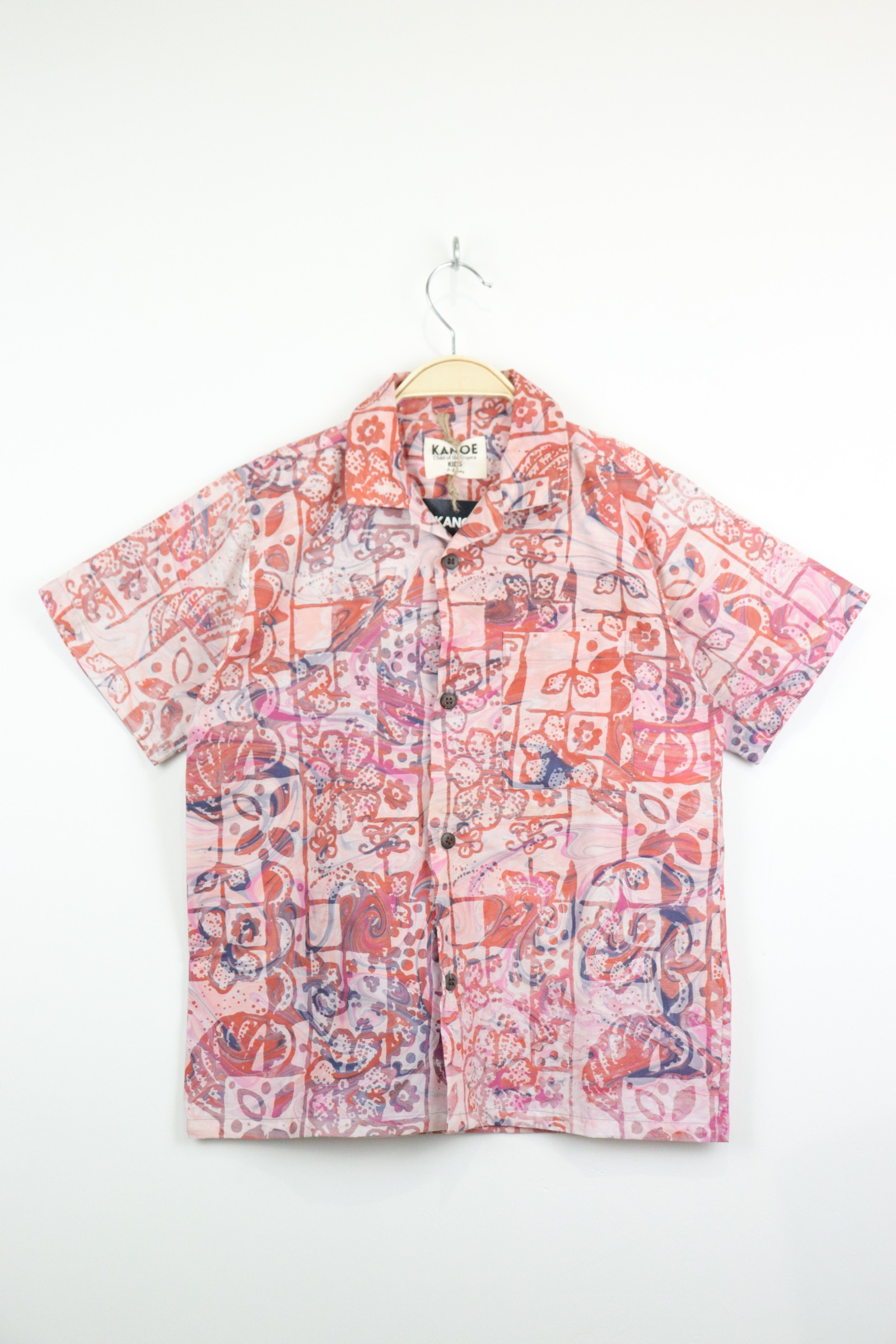 Boy's Open Collar Pocket Shirt - Flamingo Fun [ Handmade ]