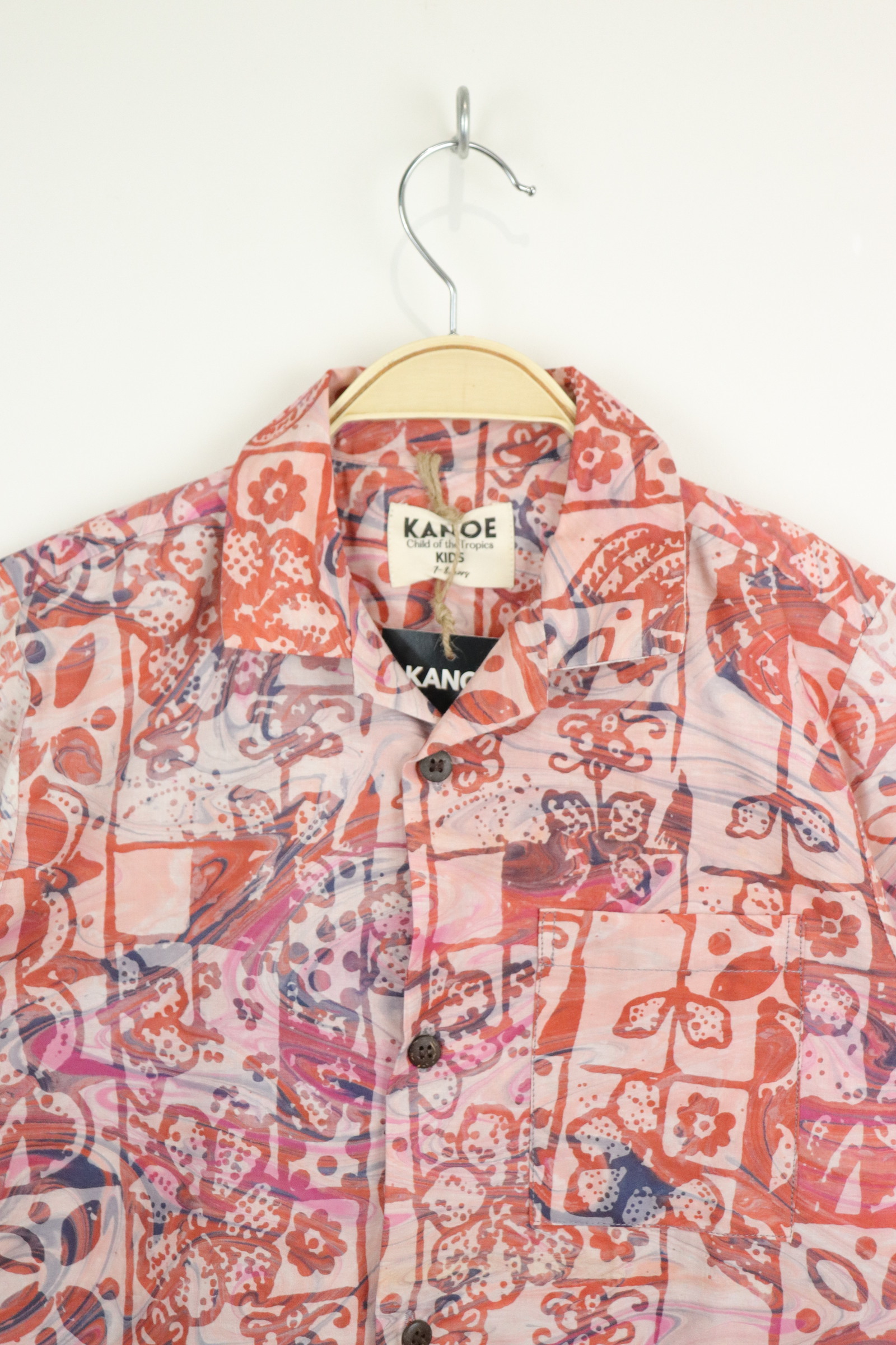 Boy's Open Collar Pocket Shirt - Flamingo Fun [ Handmade ]