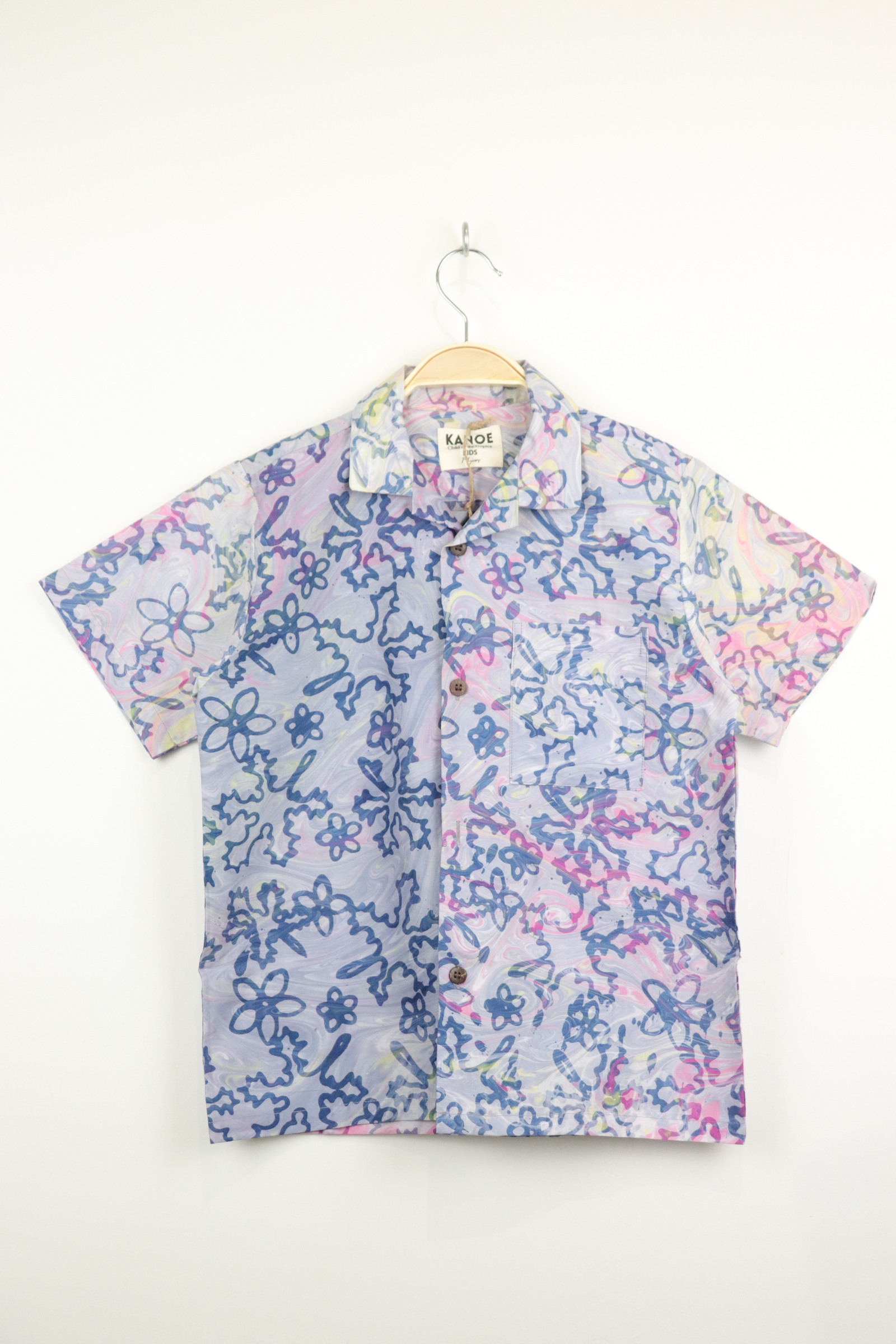 Boy's Open Collar Pocket Shirt - Cloud Cruiser [ Handmade ]