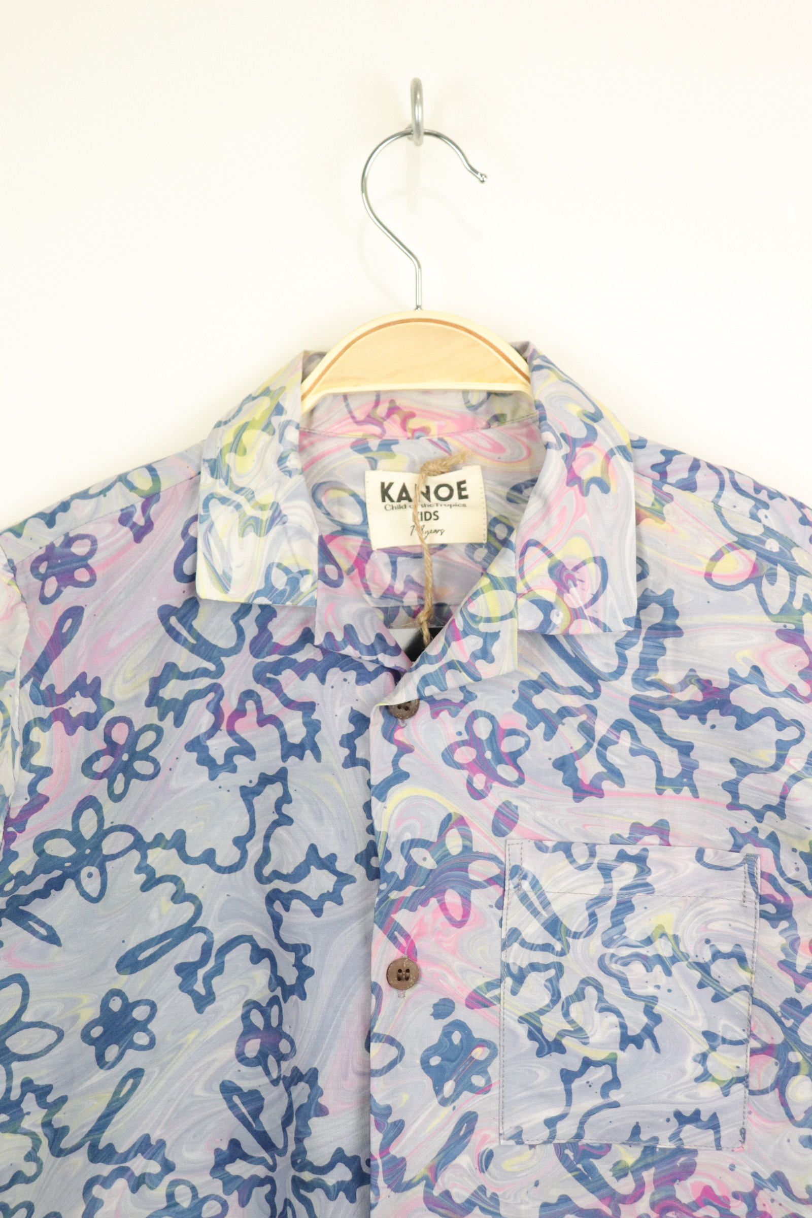 Boy's Open Collar Pocket Shirt - Cloud Cruiser [ Handmade ]
