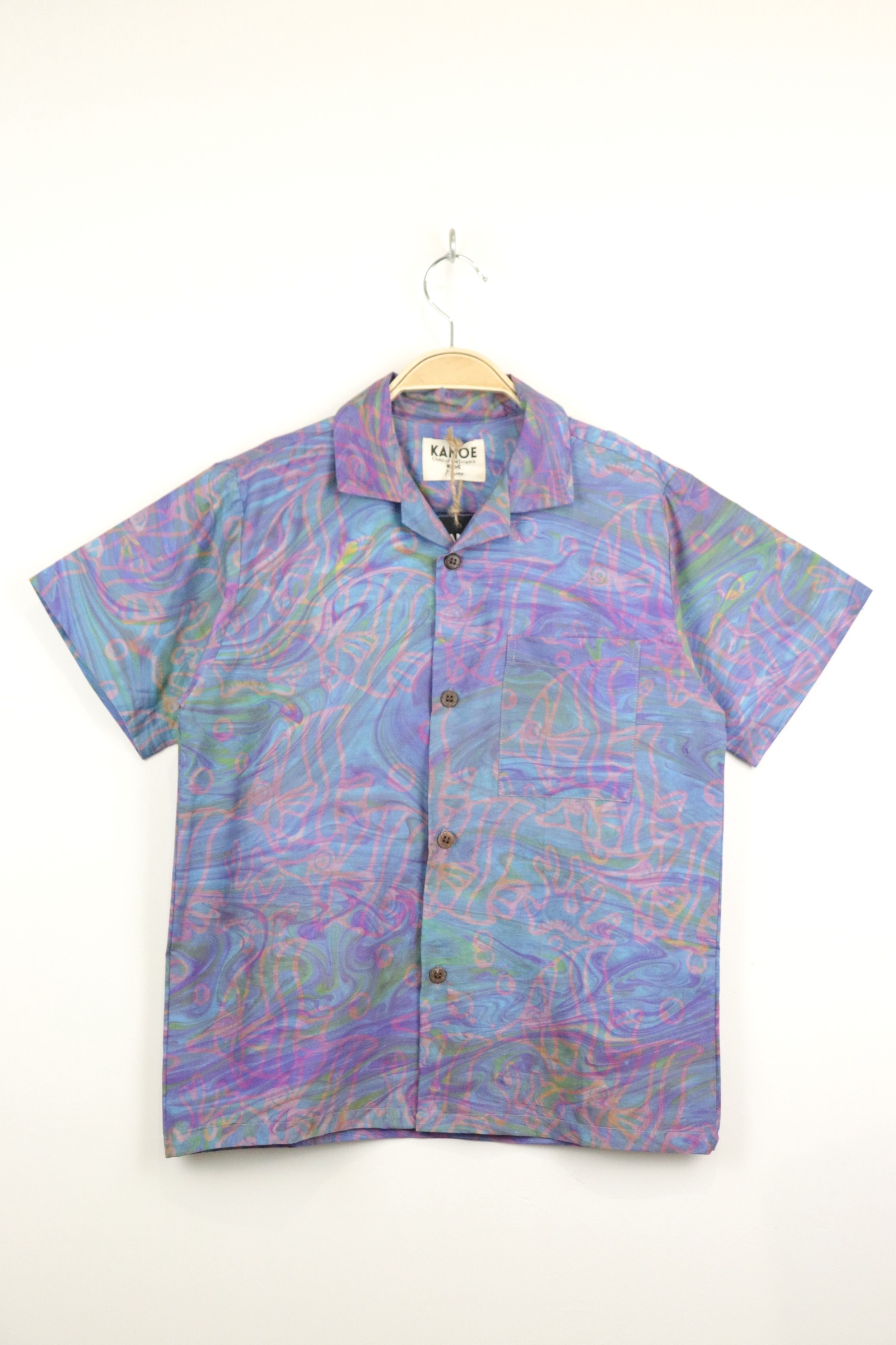 Boy's Open Collar Pocket Shirt - Azure Dawn [ Handmade ]