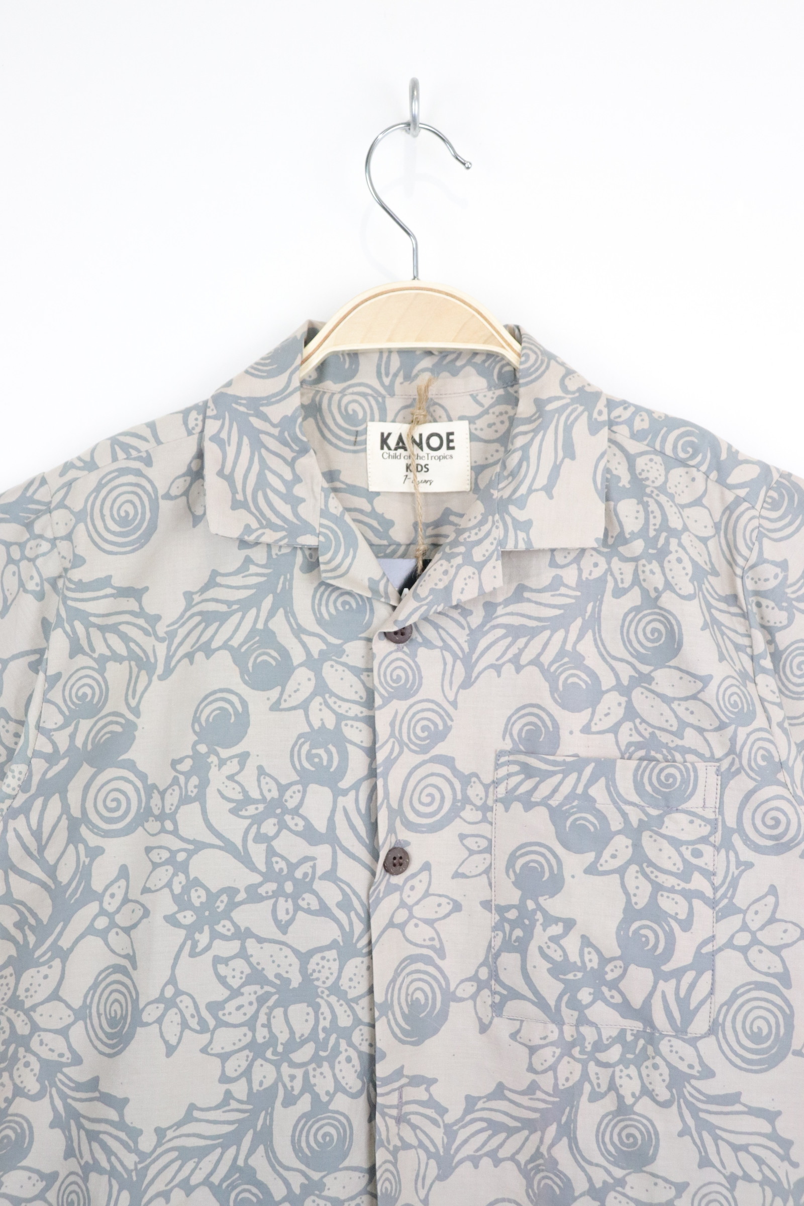Boy's Open Collar Pocket Shirt - Pale Dew [ Handmade ]