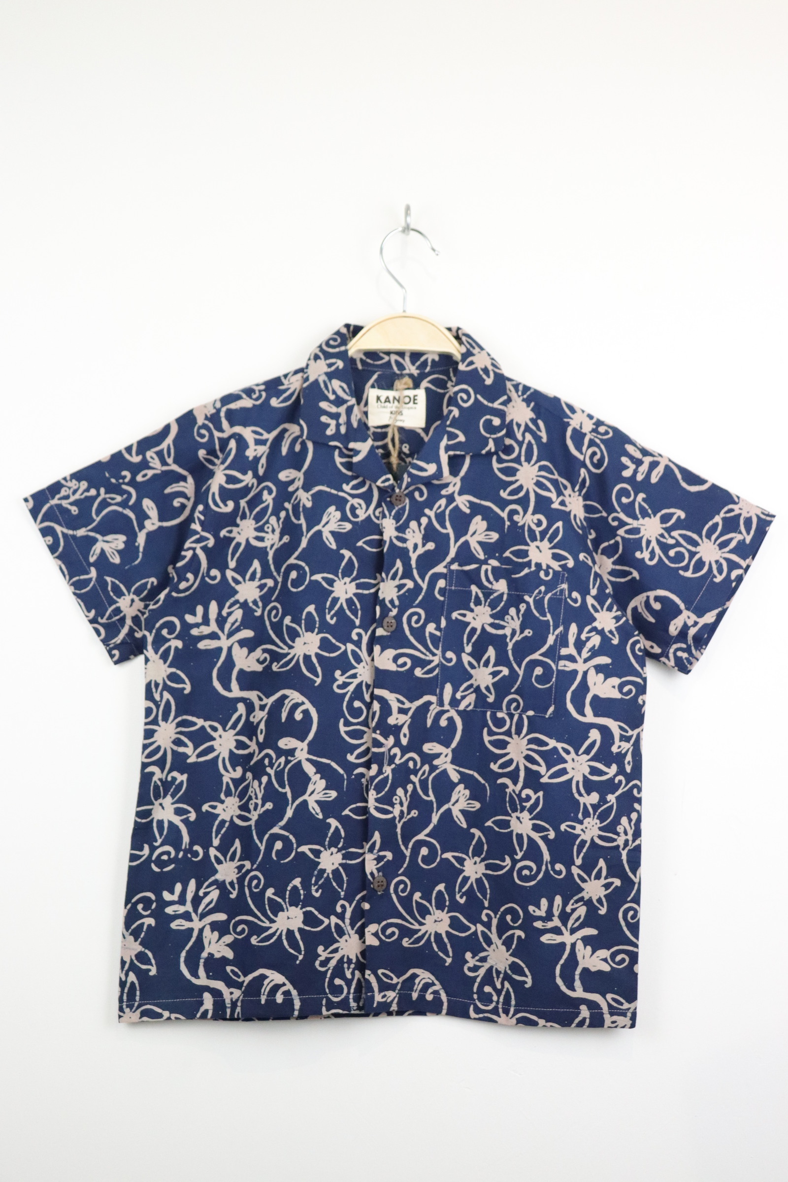 Boy's Open Collar Pocket Shirt - Blue Lagoon  [ Handmade ]