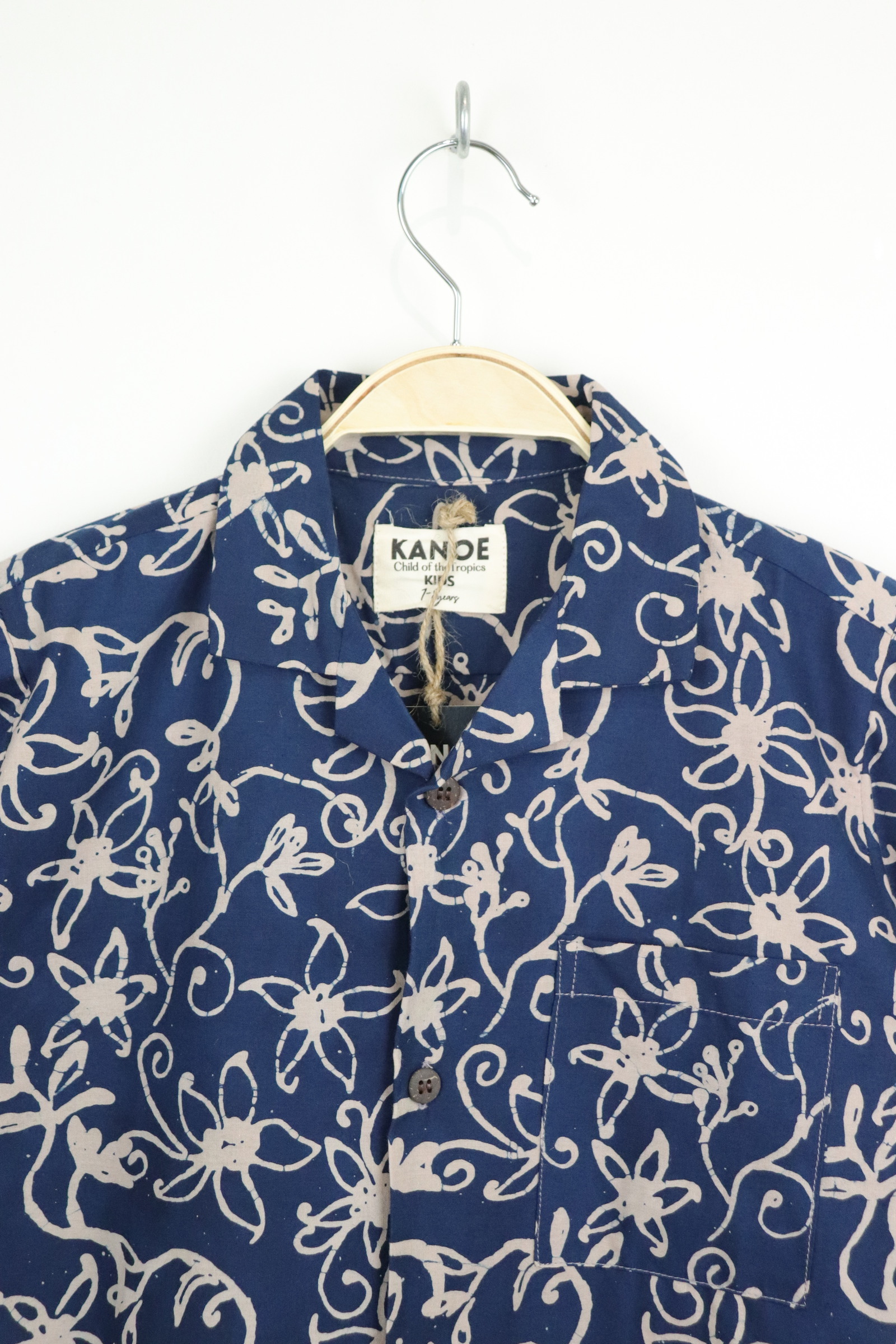 Boy's Open Collar Pocket Shirt - Blue Lagoon  [ Handmade ]