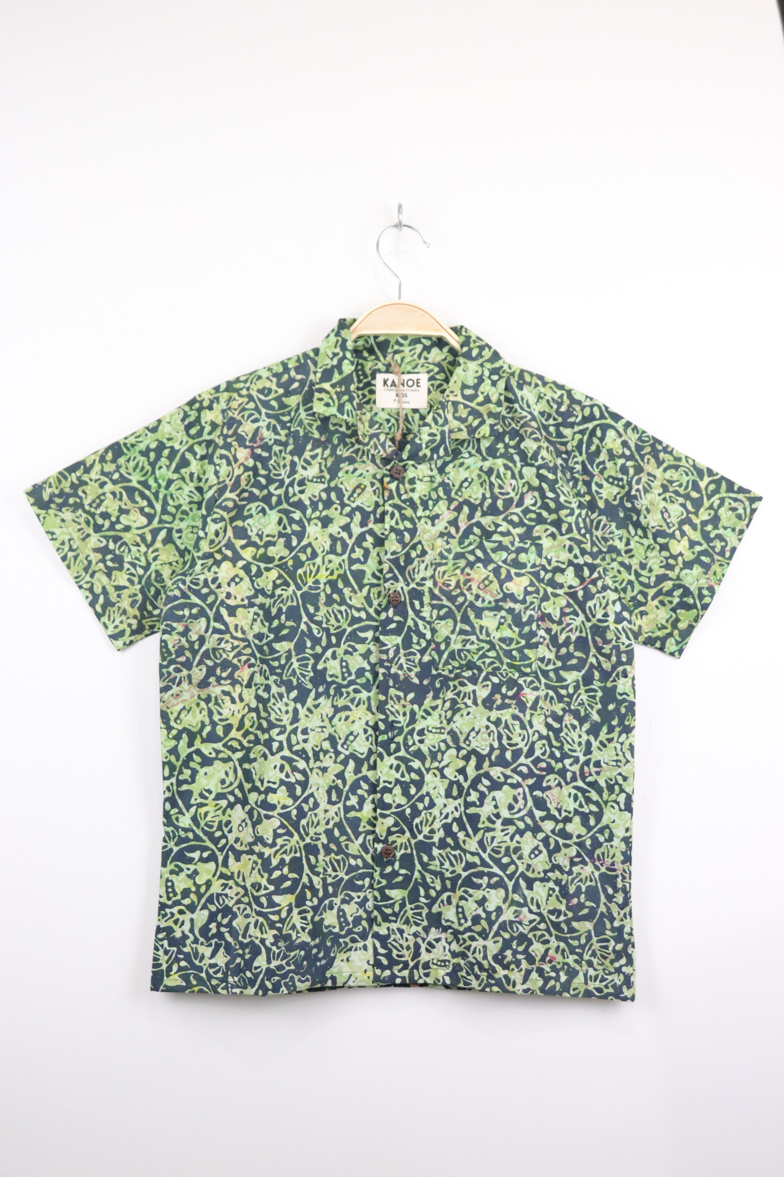 Boy's Open Collar Pocket Shirt - Lime Zest  [ Handmade ]