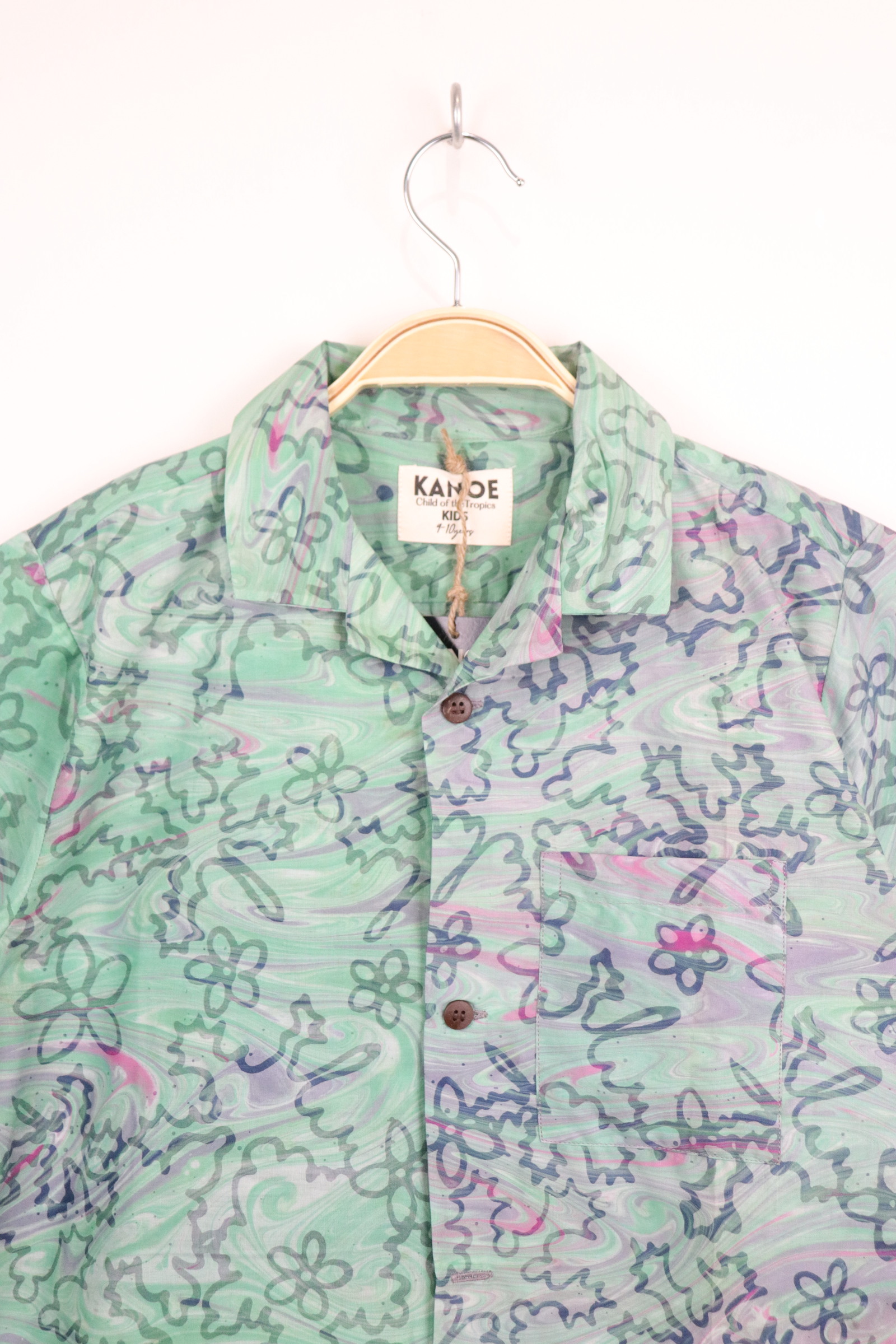 Boy's Open Collar Pocket Shirt - Coastal Reef [ Handmade ]