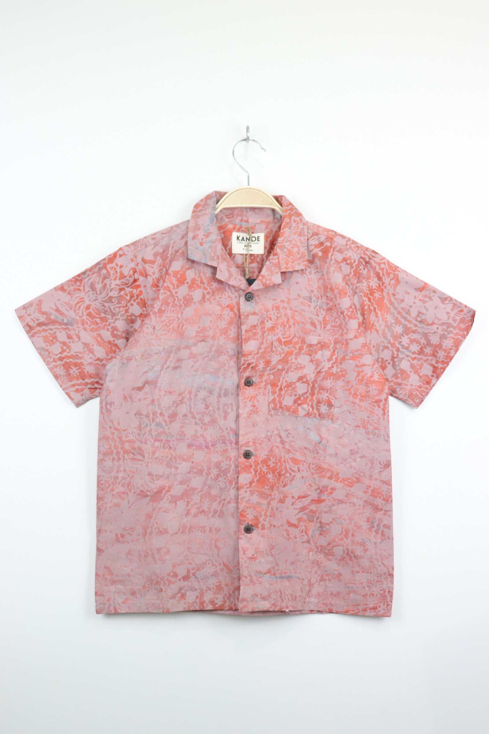 Boy's Open Collar Pocket Shirt - Coral Cove [ Handmade ]