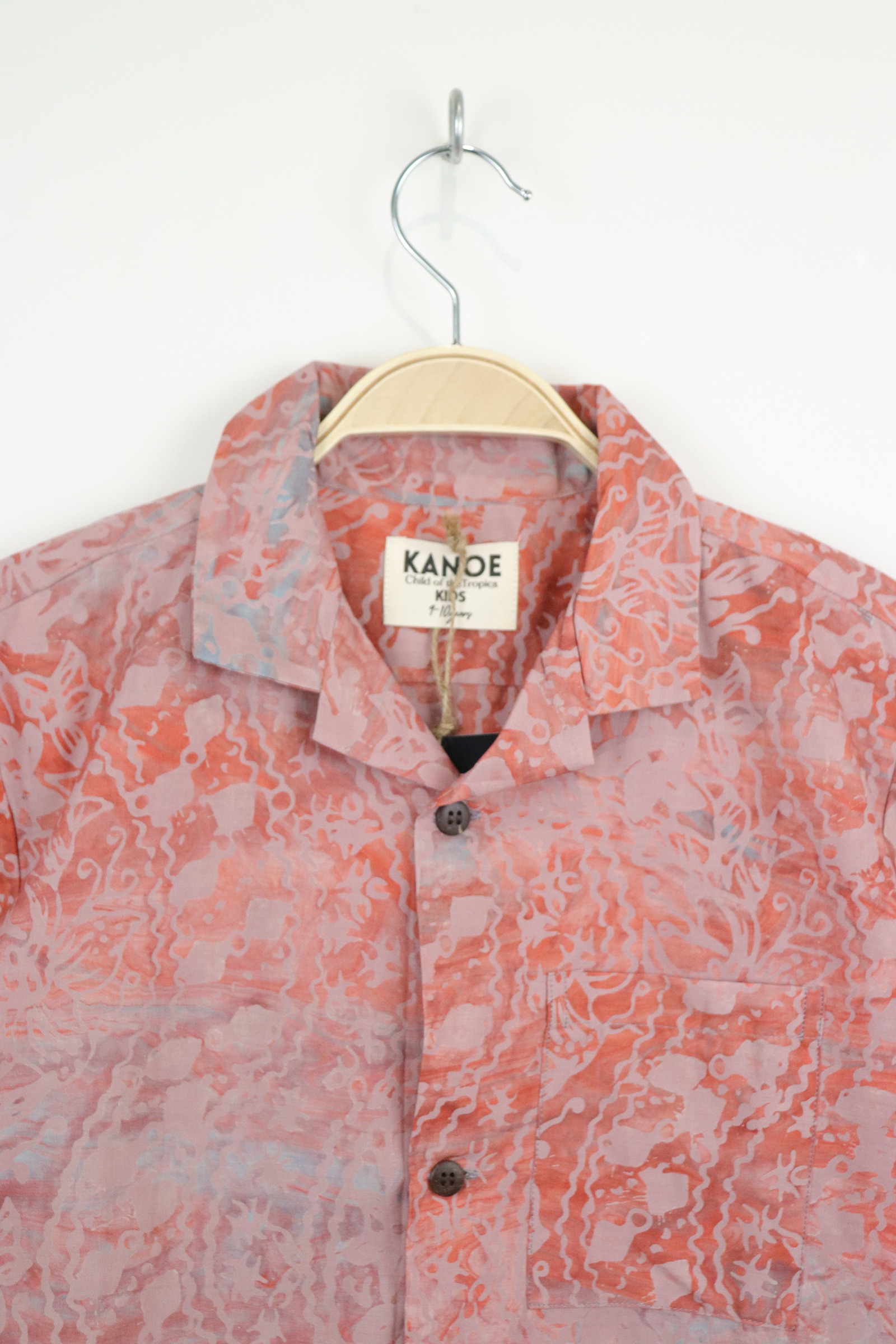 Boy's Open Collar Pocket Shirt - Coral Cove [ Handmade ]
