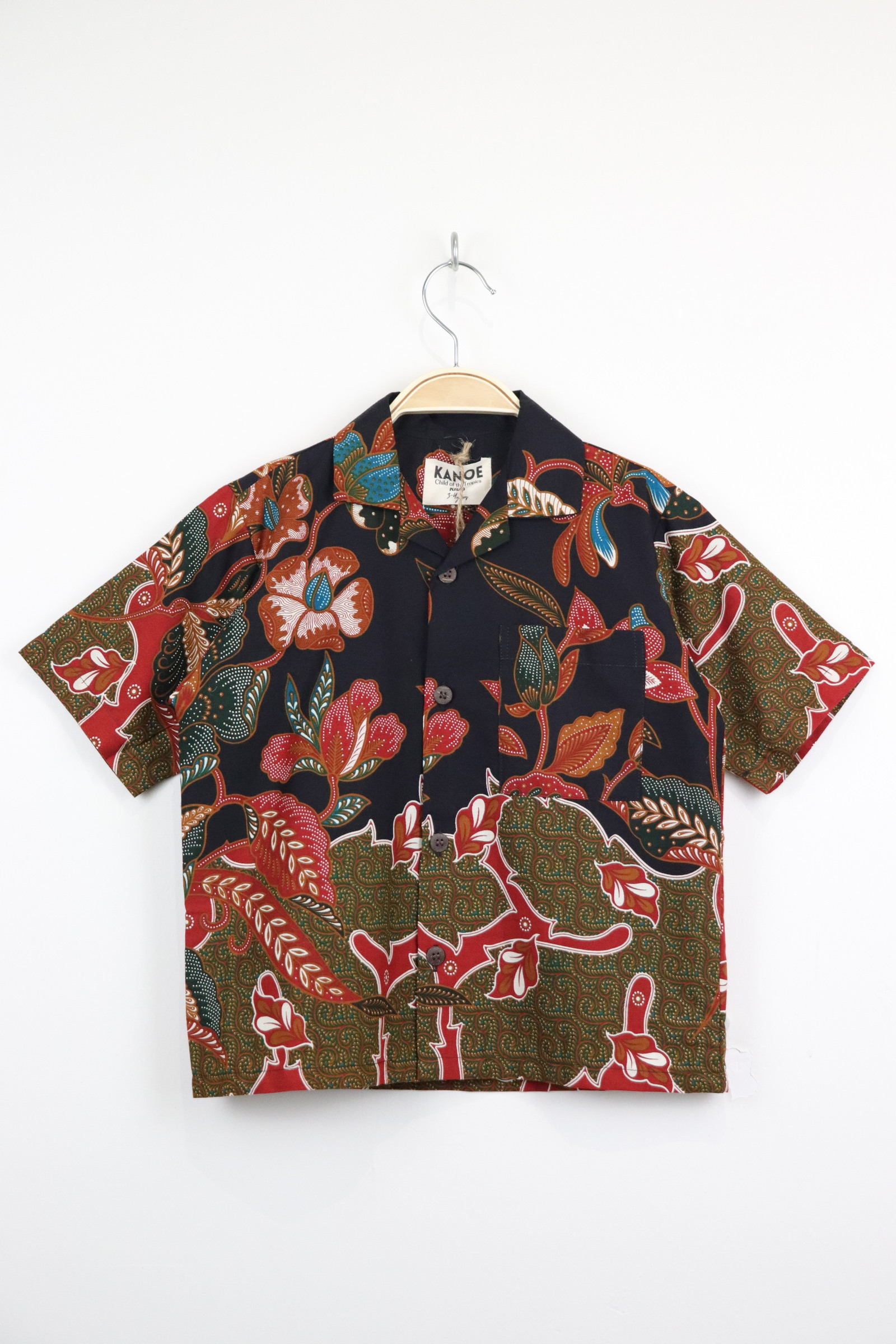Boy's Open Collar Pocket Shirt - Night Tropics