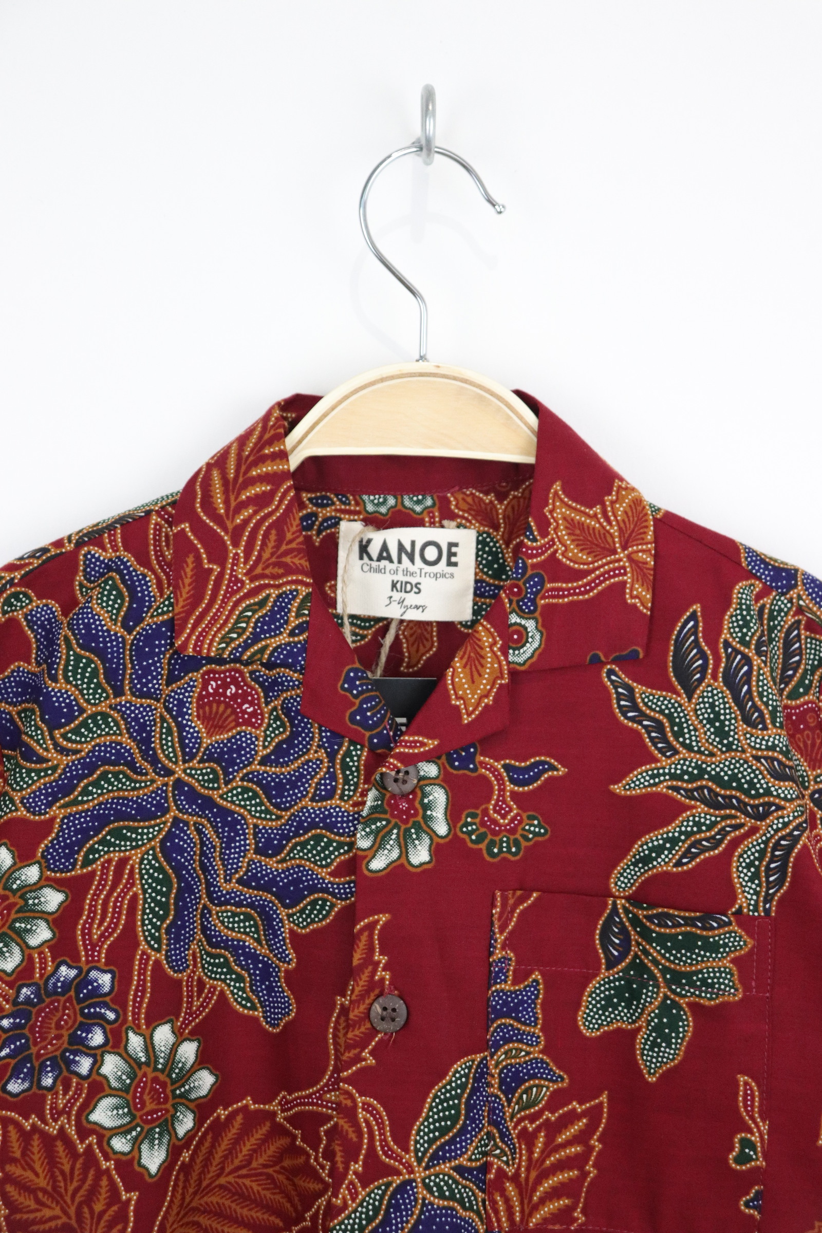 Boy's Open Collar Pocket Shirt - Berry Groove