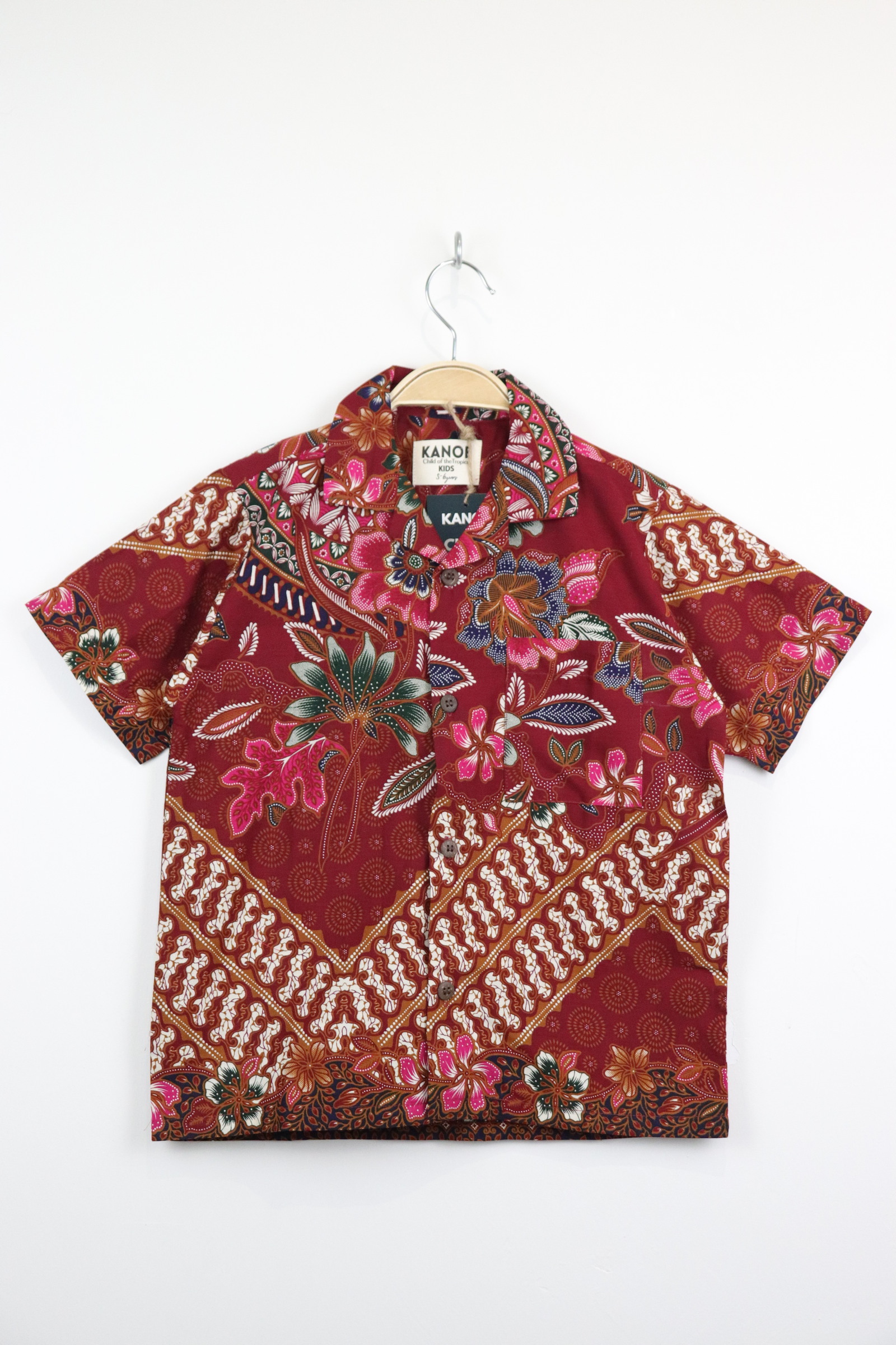 Boy's Open Collar Pocket Shirt - Rambutan Bliss