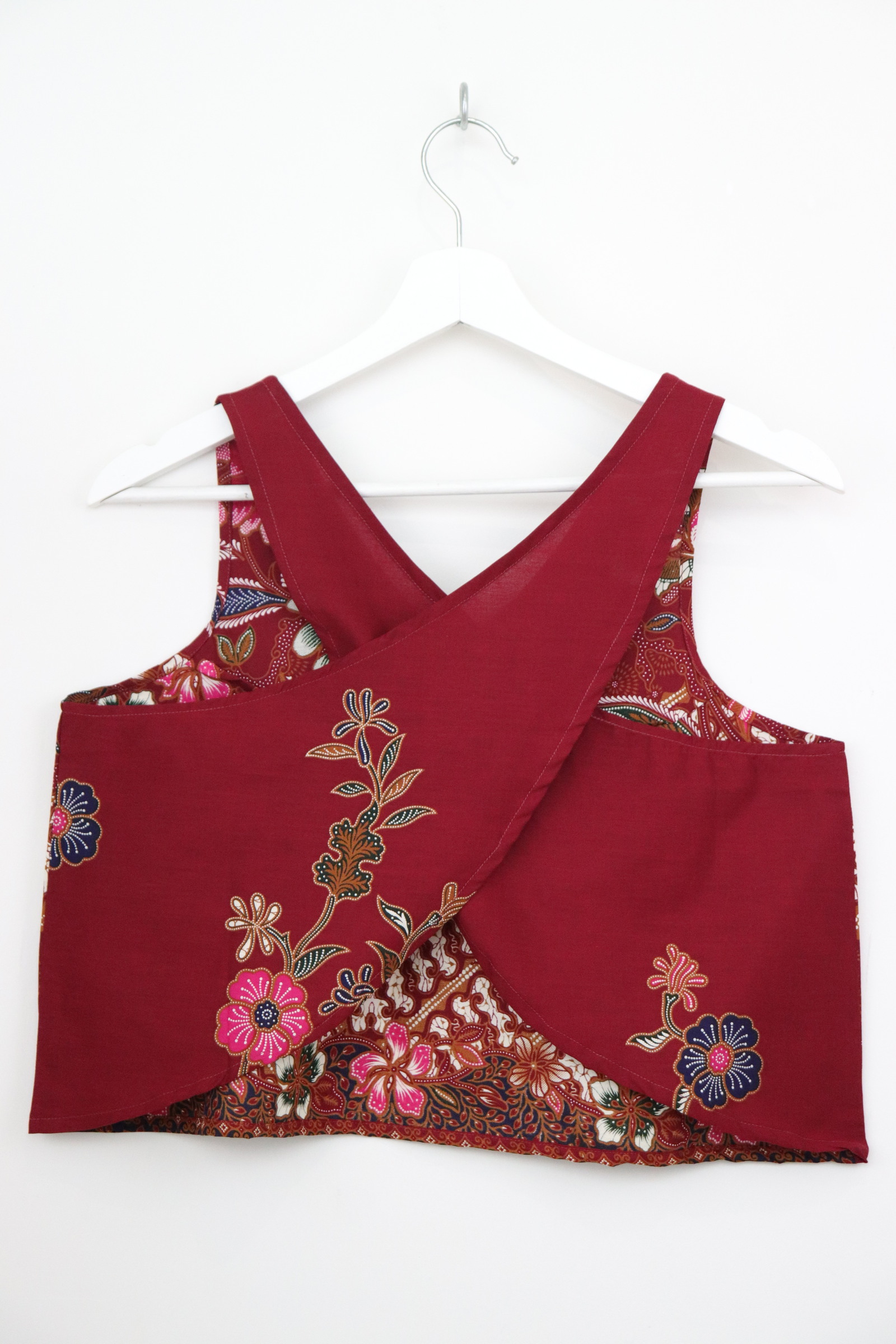 Crossback Batik Top - Crimson Whirl