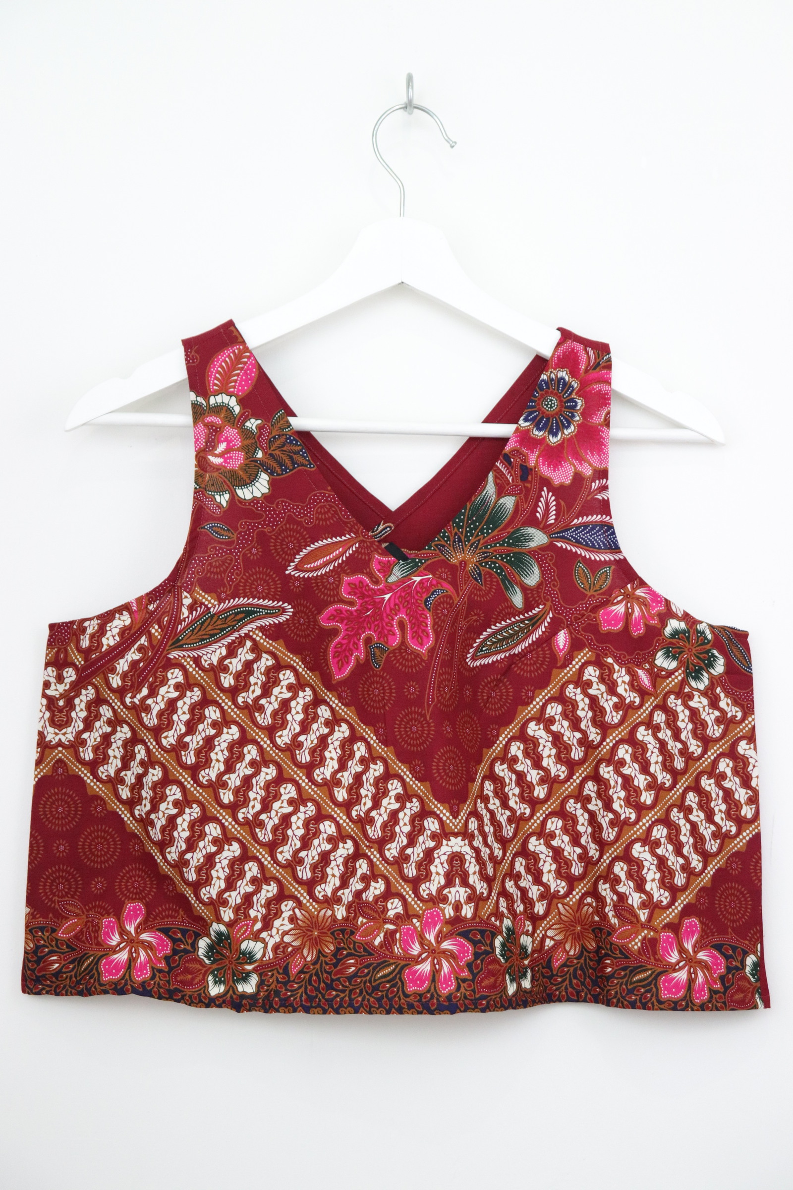 Crossback Batik Top - Crimson Whirl