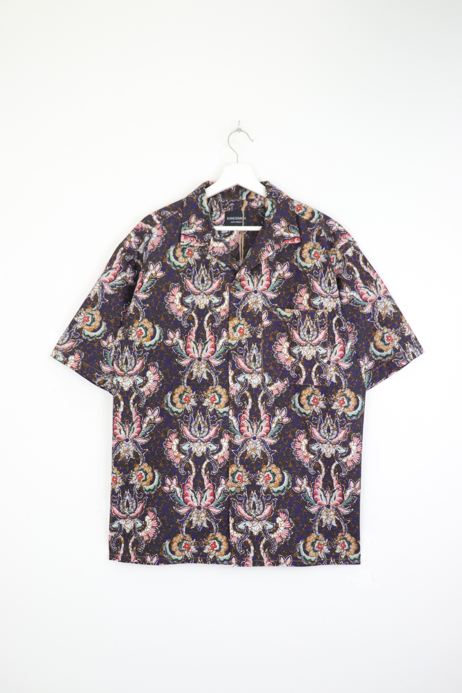 KANOEMEN Open Collar Batik Shirt - Aokami [ XL ]