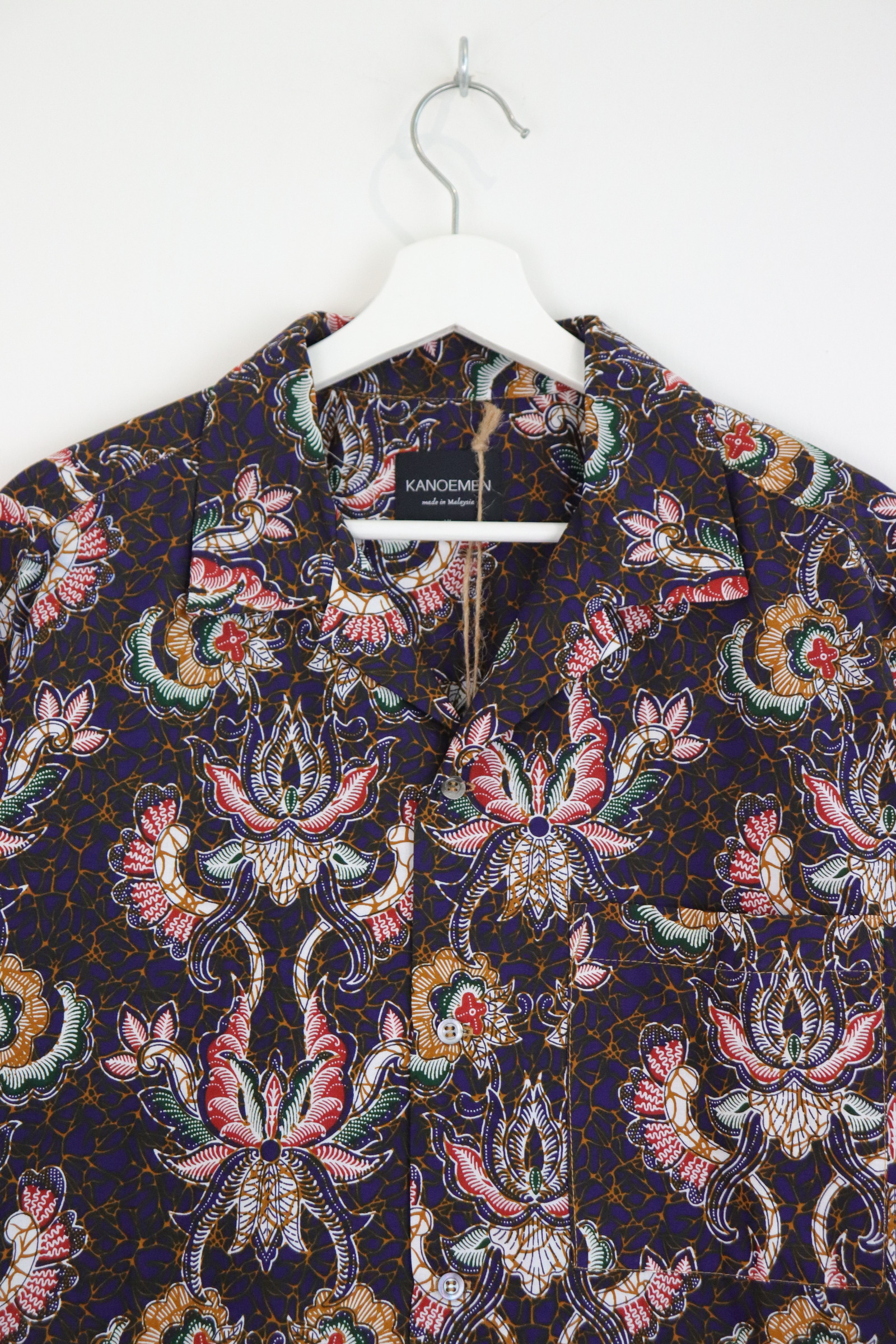 KANOEMEN Open Collar Batik Shirt - Aokami [ XL ]