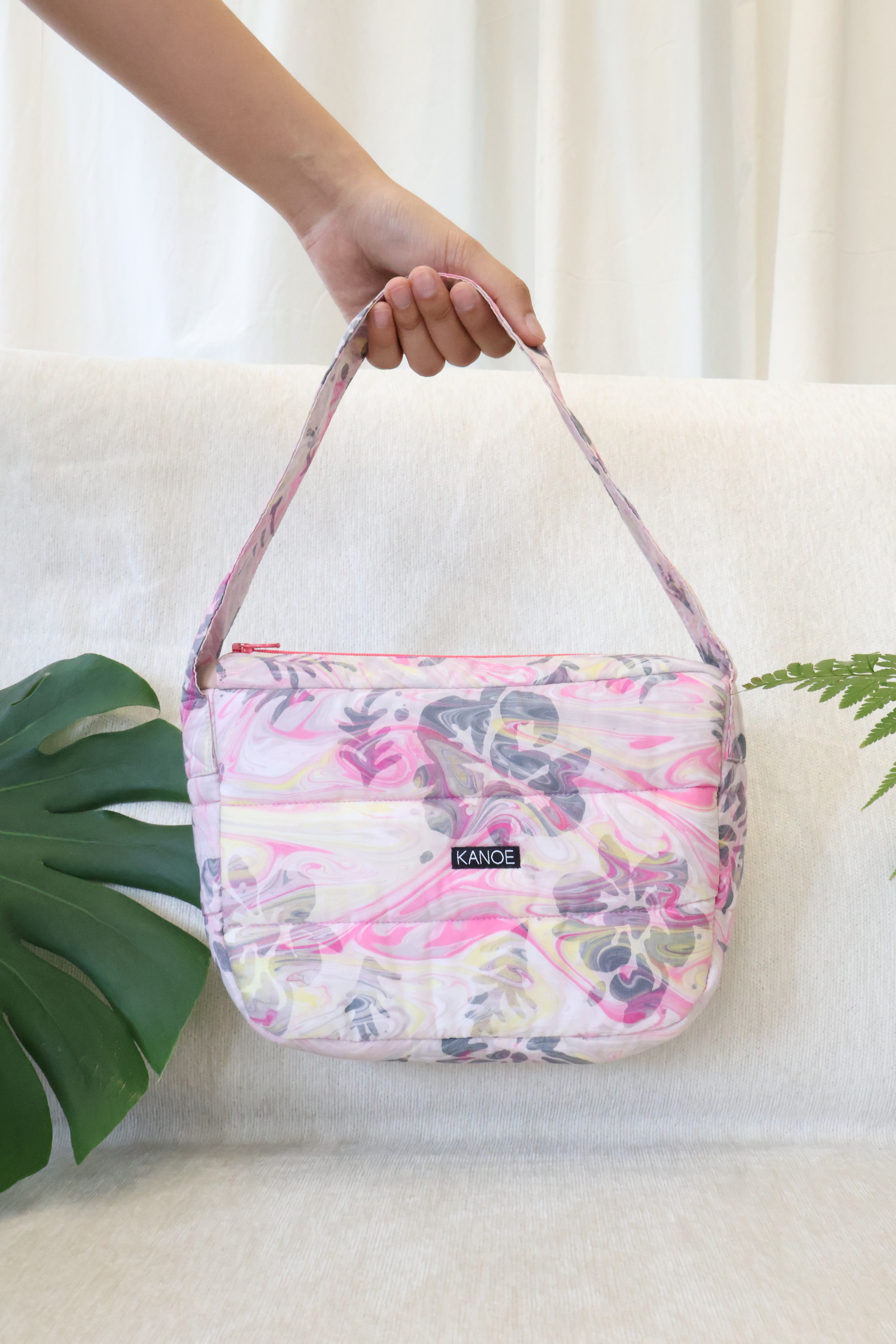 Puffy Batik Bag - Peachy Twirl  [ Handmade ]