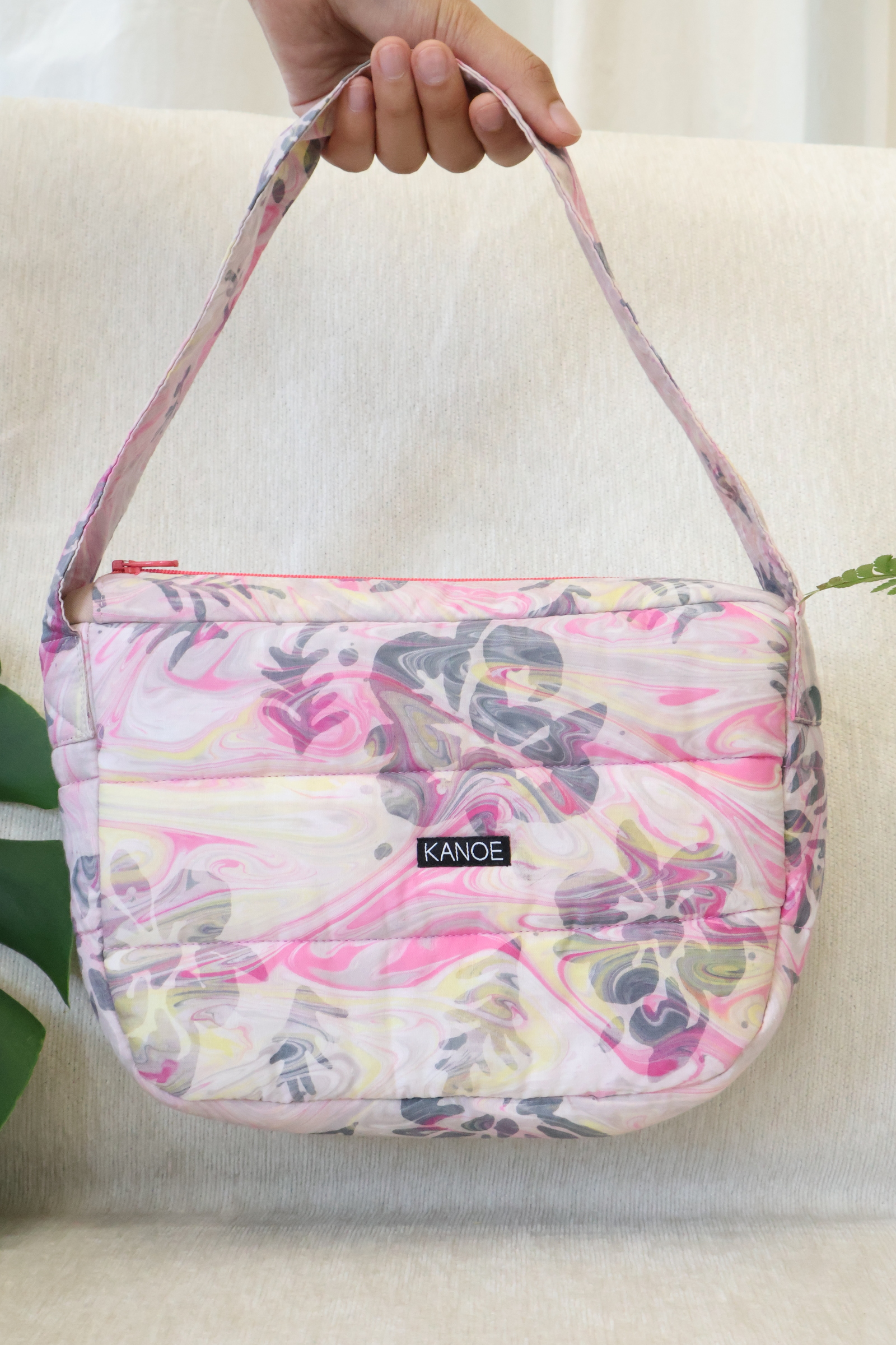 Puffy Batik Bag - Peachy Twirl  [ Handmade ]