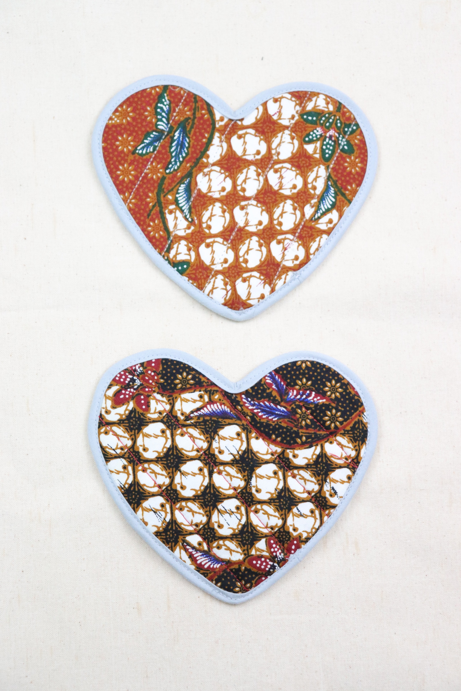 Batik Heart Coaster - Toffee ( Set of 2 )