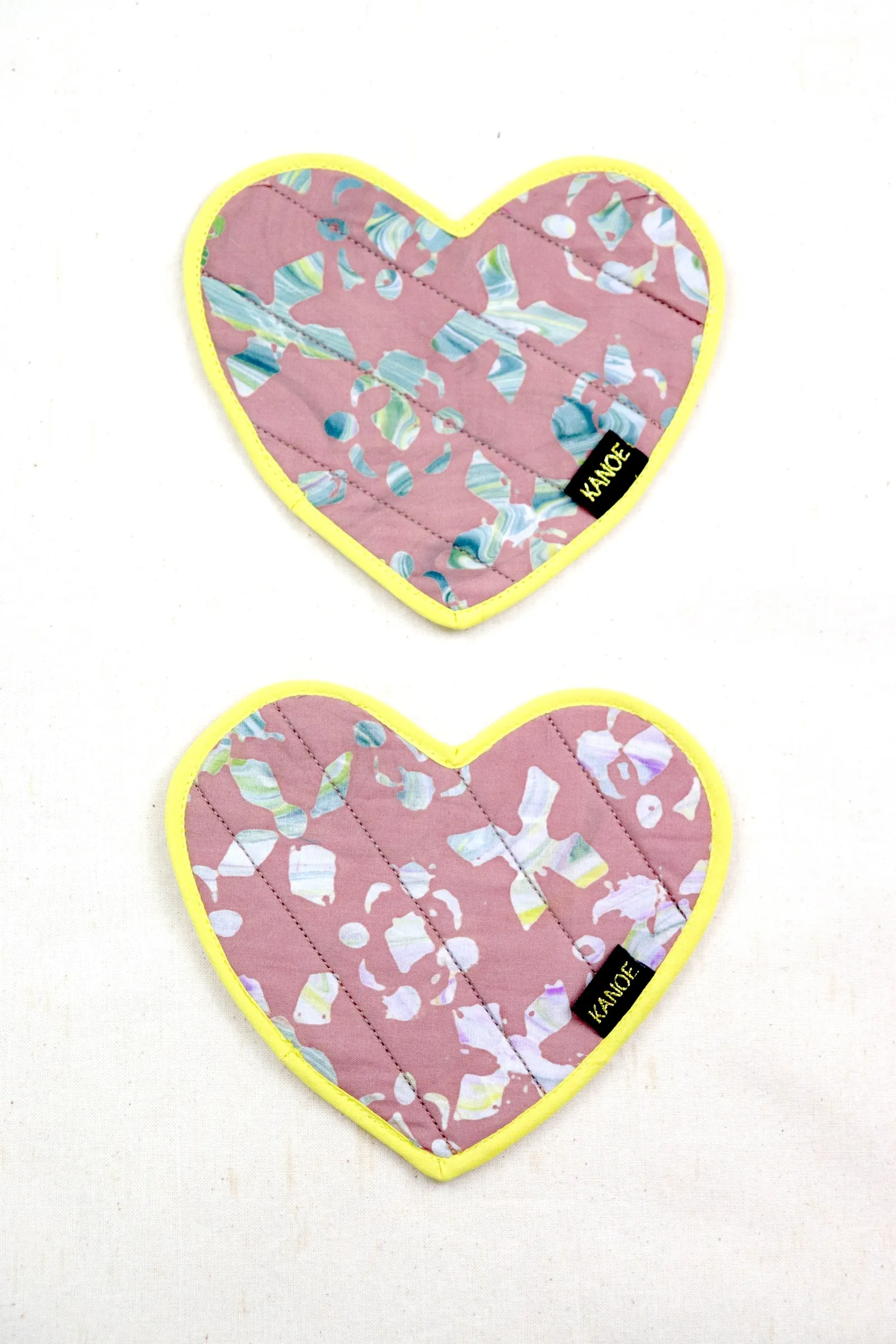 Batik Heart Coaster - Caramel Swirl ( Set of 2 )