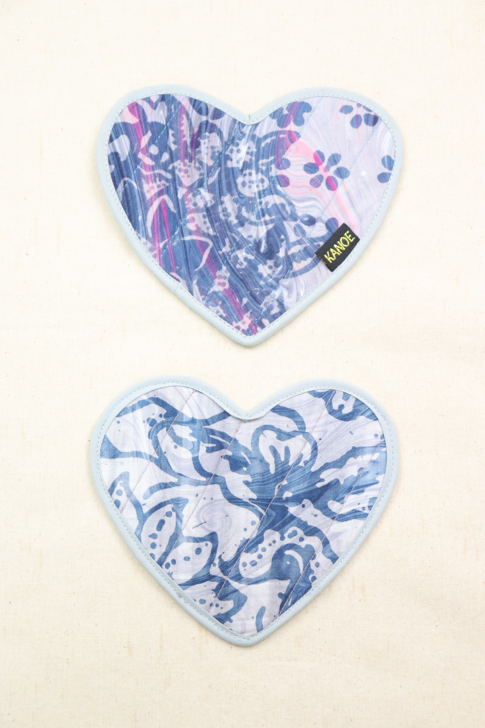 Batik Heart Coaster - Blueberry ( Set of 2 )