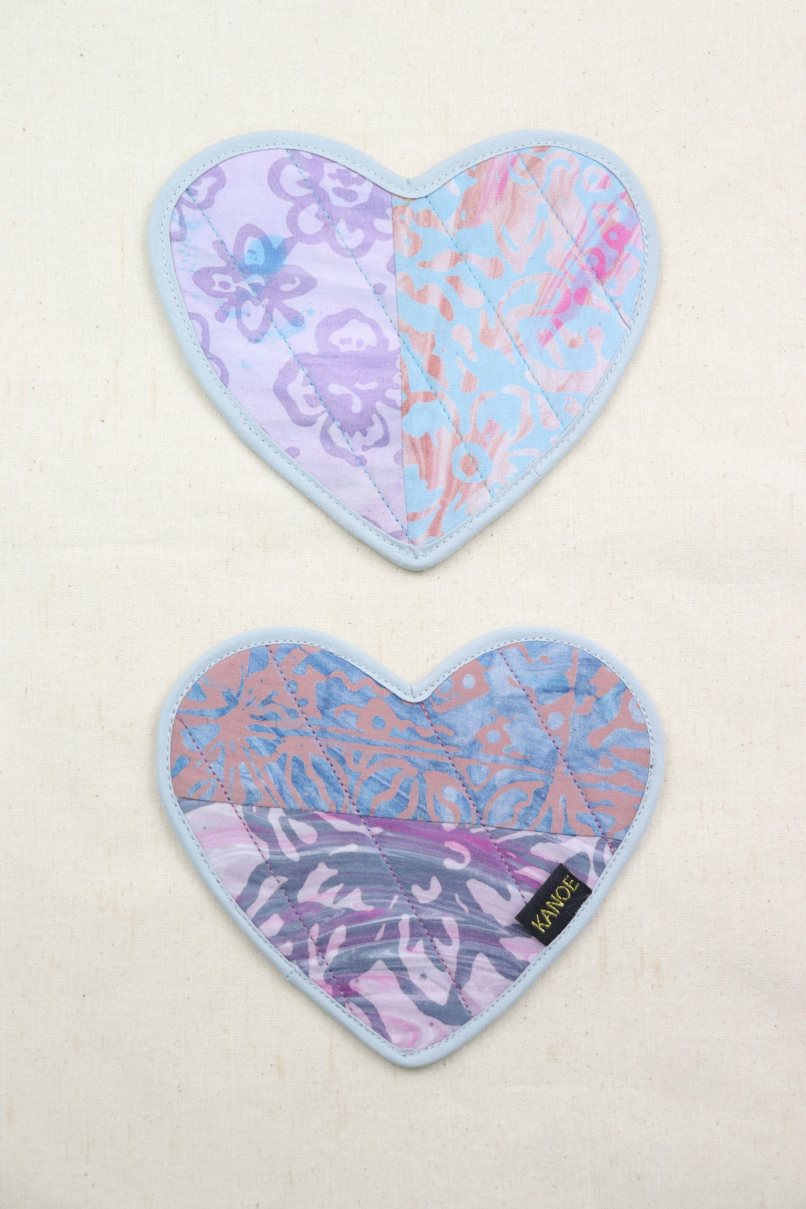 Batik Heart Coaster - Blueberry ( Set of 2 )