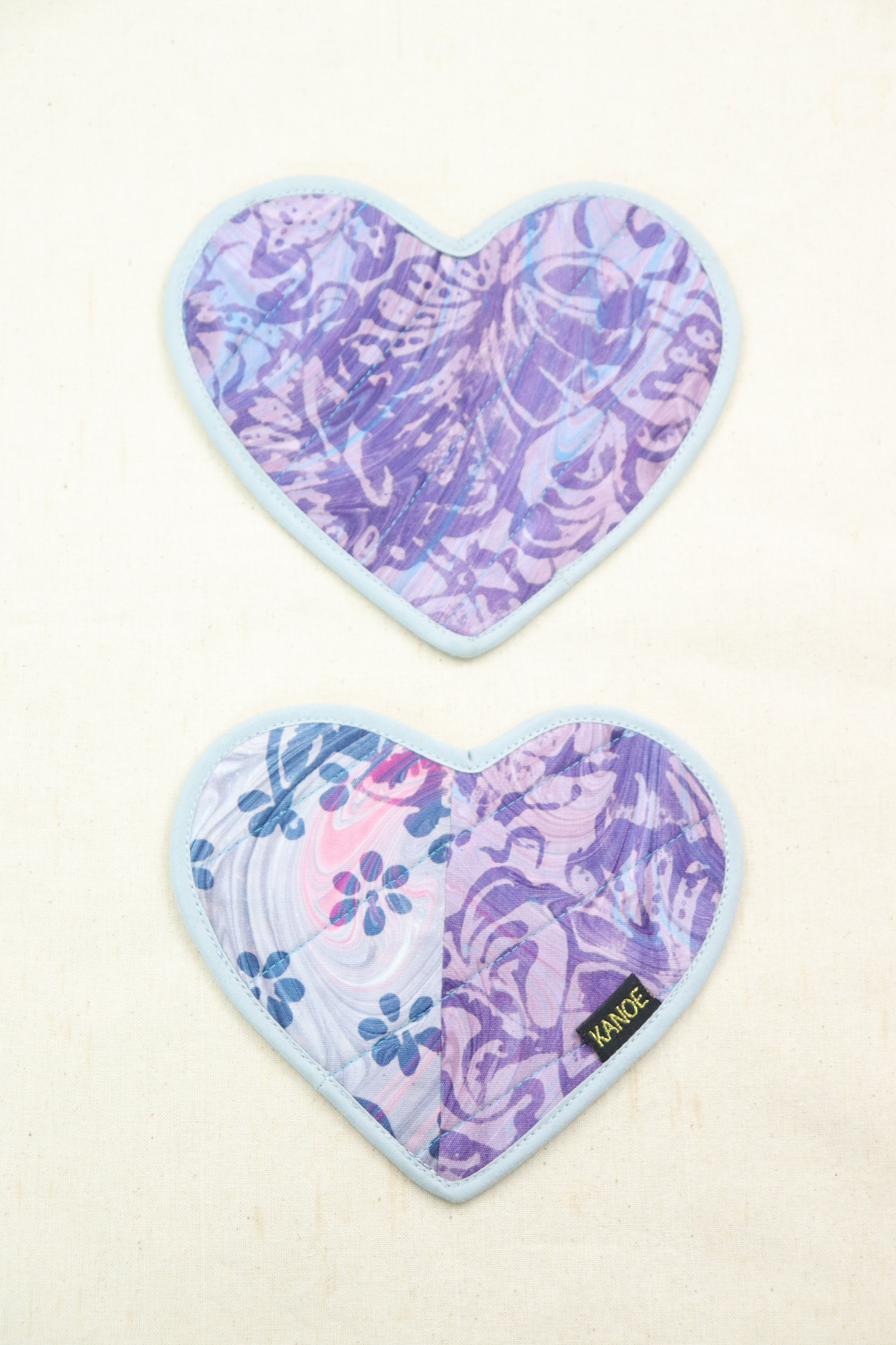 Batik Heart Coaster - Pebble Blue ( Set of 2 )