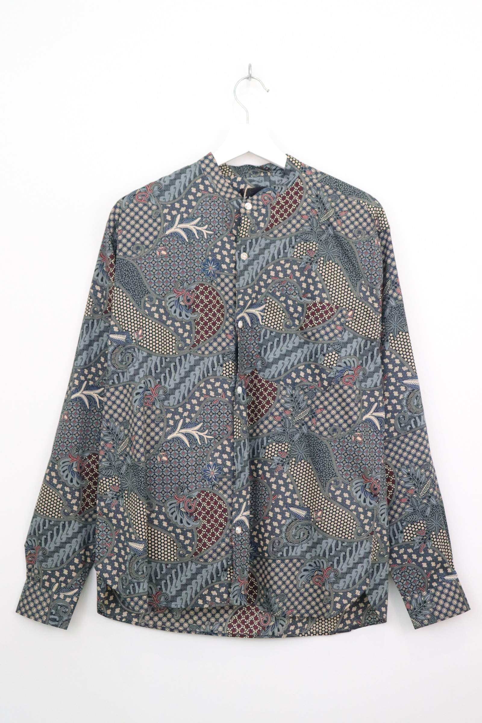 Men's Stand Collar Long Sleeve Shirt - Aswara