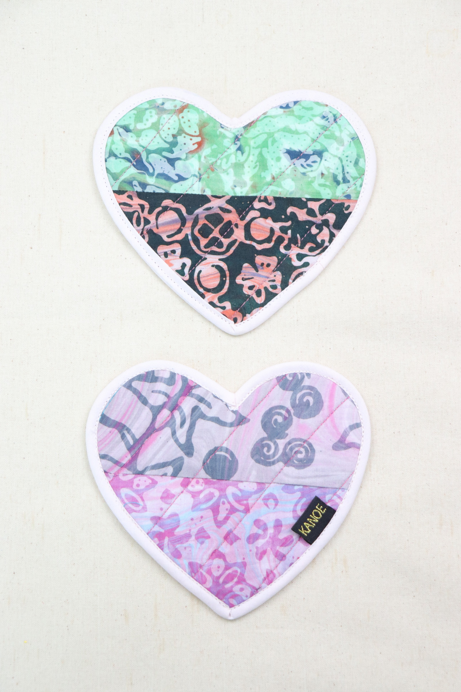 Batik Heart Coaster - Ocean Bloom ( Set of 2 )