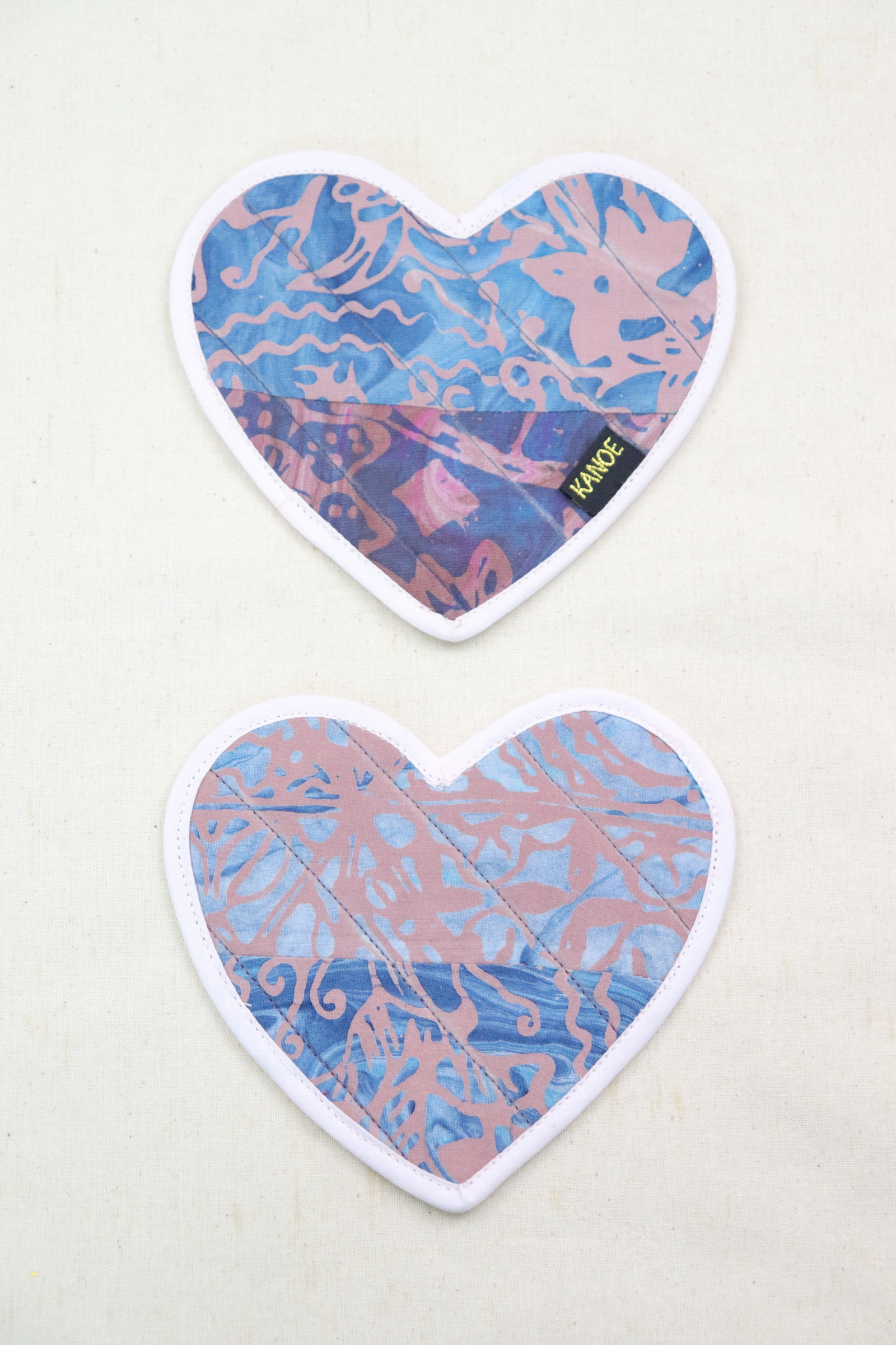 Batik Heart Coaster - Ocean Bloom ( Set of 2 )