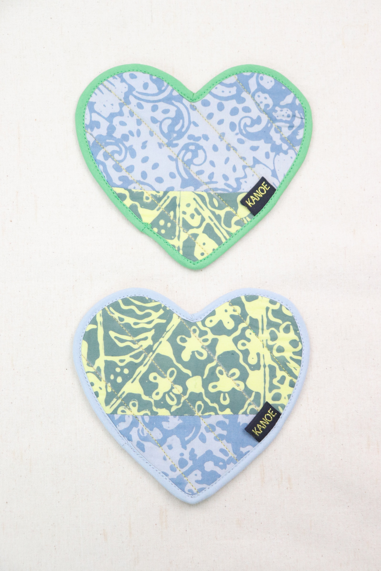 Batik Heart Coaster - Starfruit ( Set of 2 )