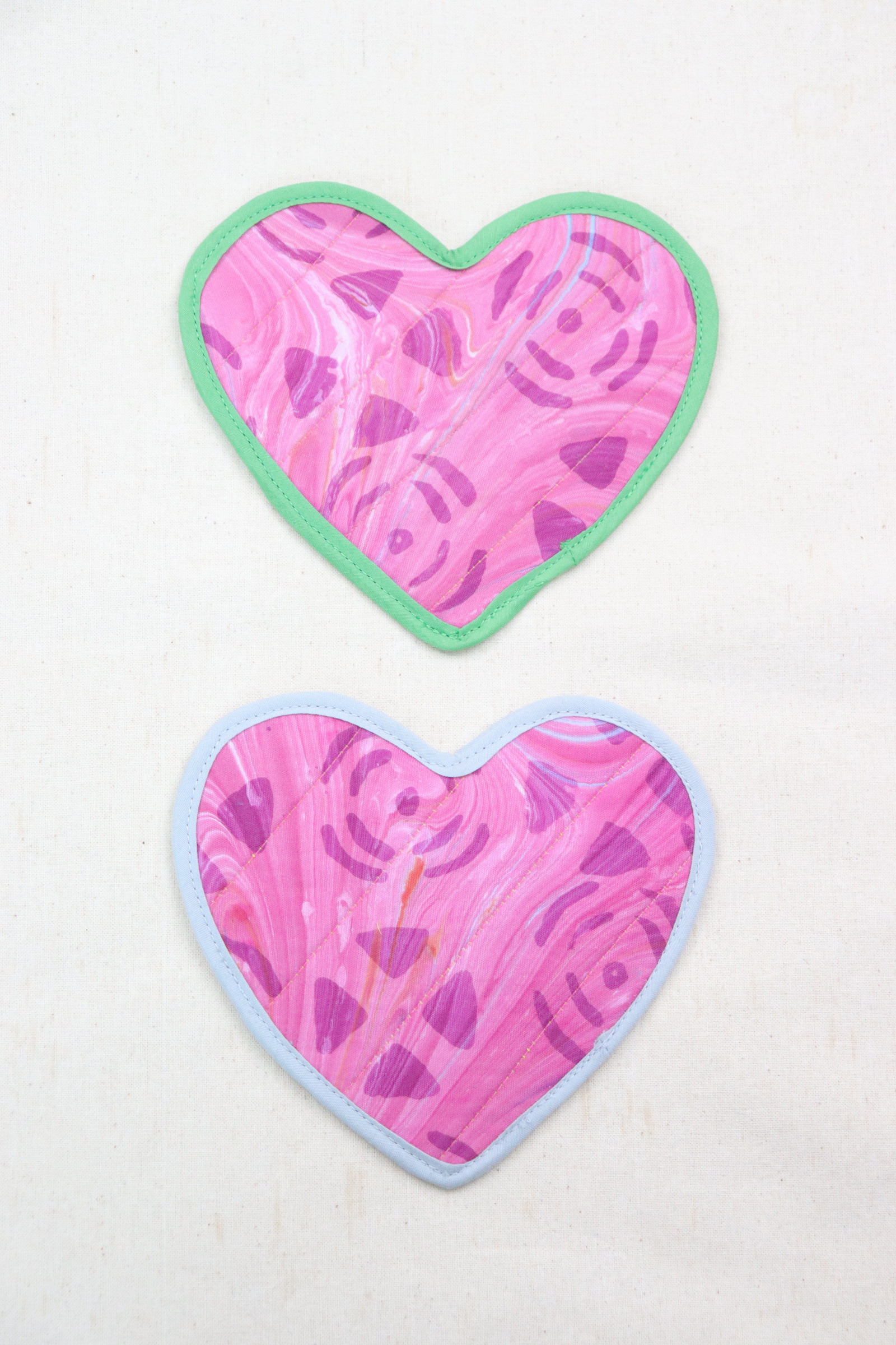 Batik Heart Coaster - Starfruit ( Set of 2 )