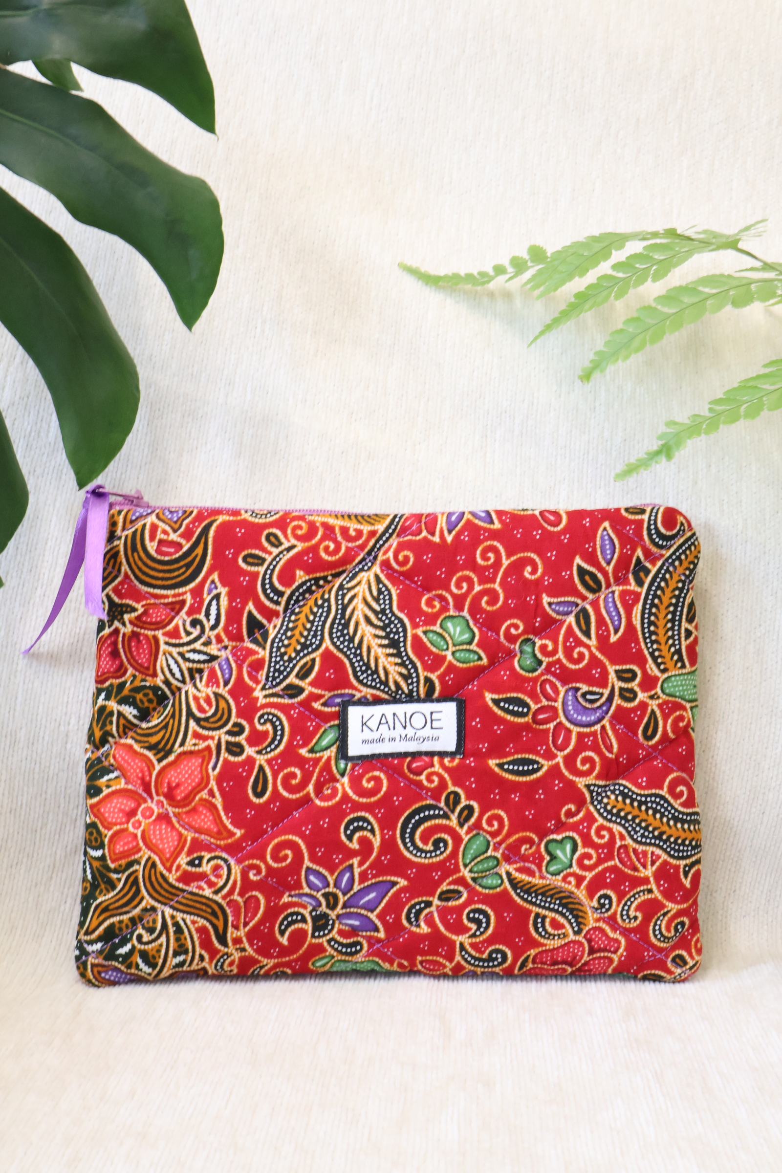 Quilted Batik Pouch - Fiery Ember