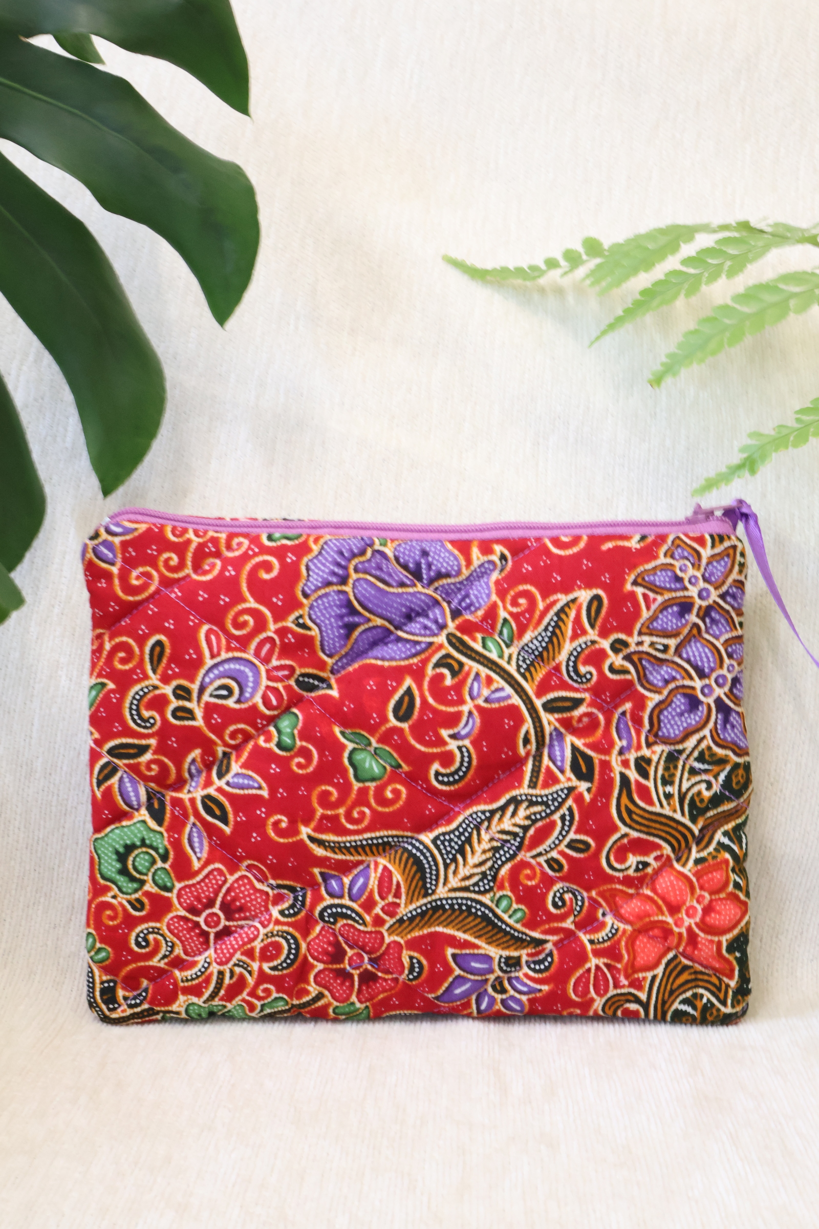 Quilted Batik Pouch - Fiery Ember