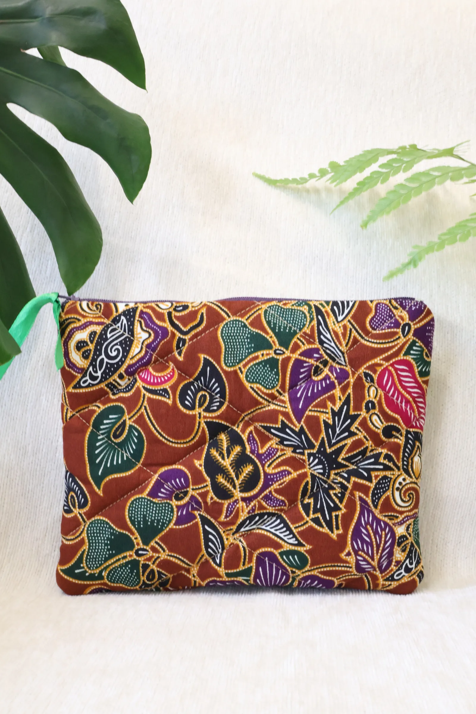 Quilted Batik Pouch - Tropic Vines