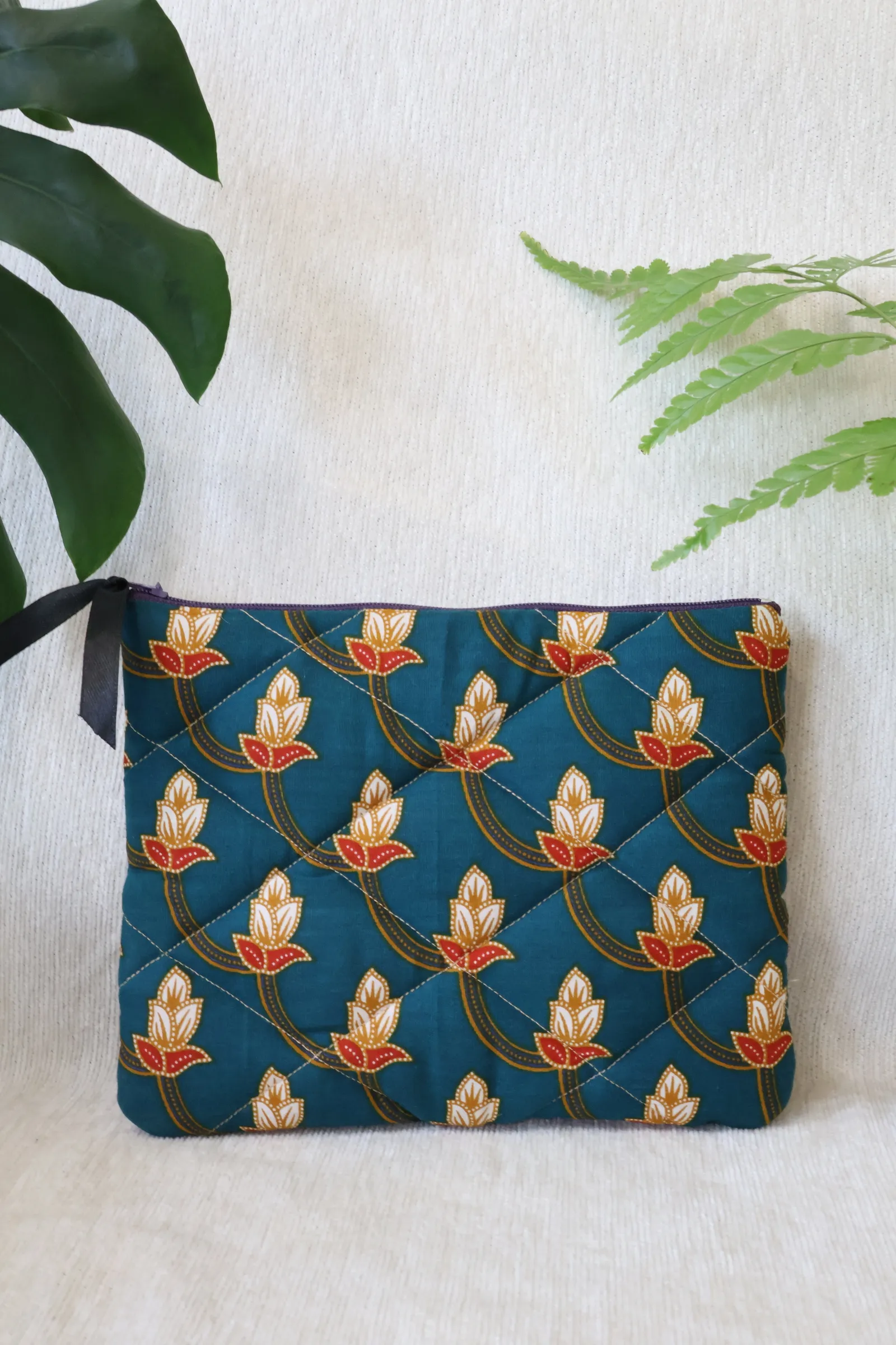 Quilted Batik Pouch - Lotus Bloom