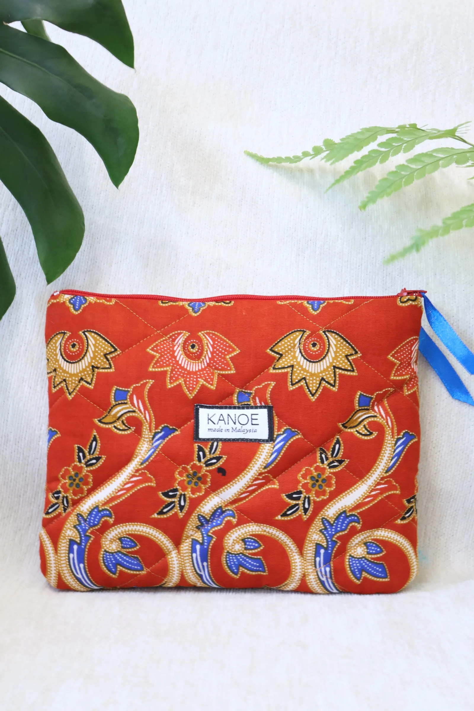 Quilted Batik Pouch - Fiery Flames