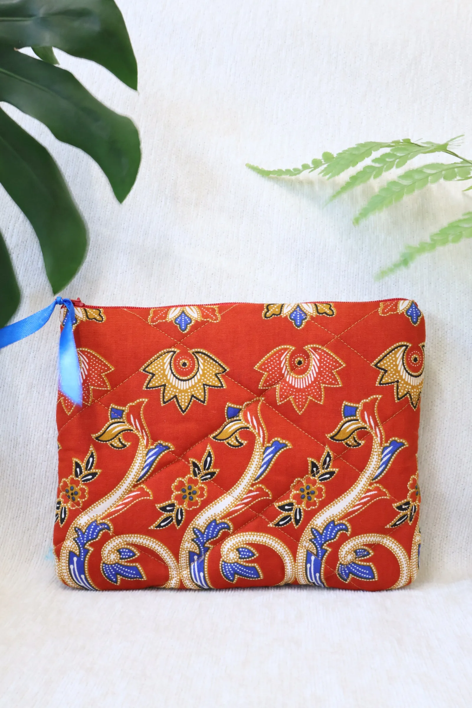 Quilted Batik Pouch - Fiery Flames