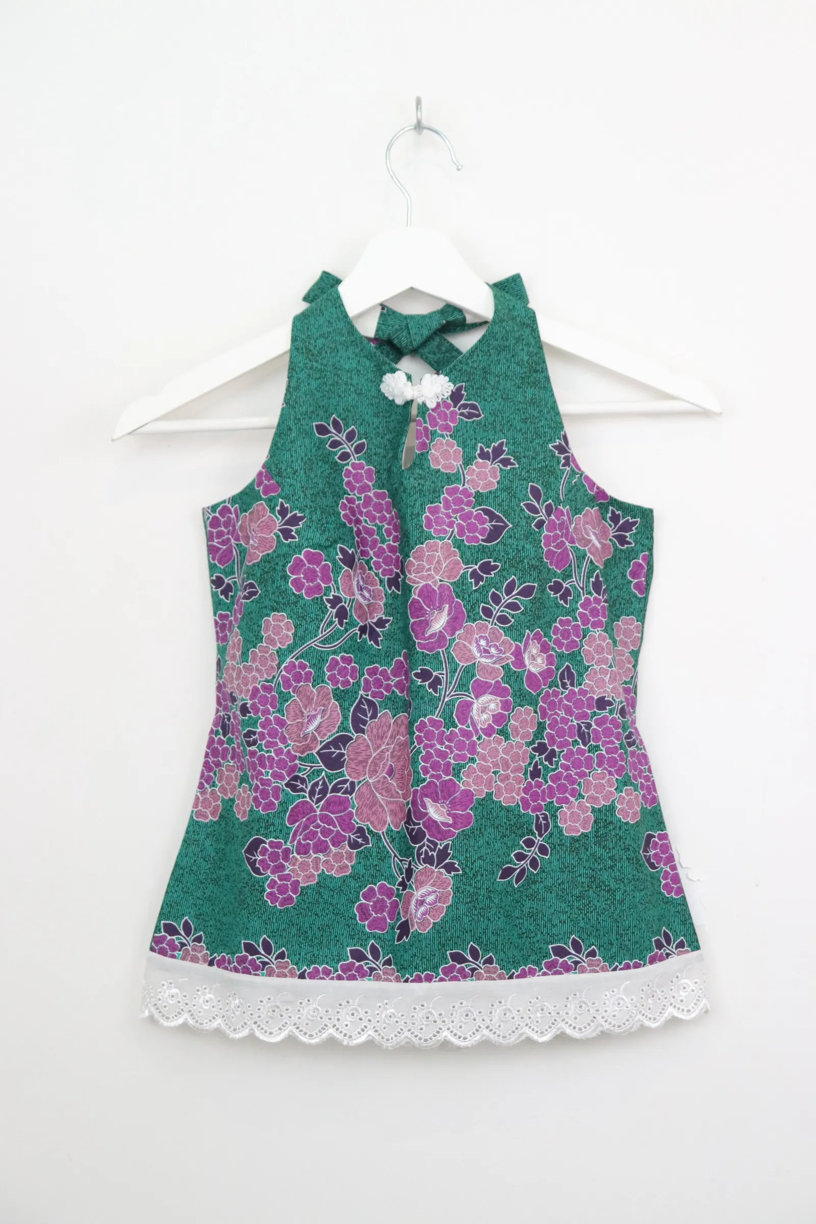 C.C. Halter Lace Batik Top - Olivette [ S ]