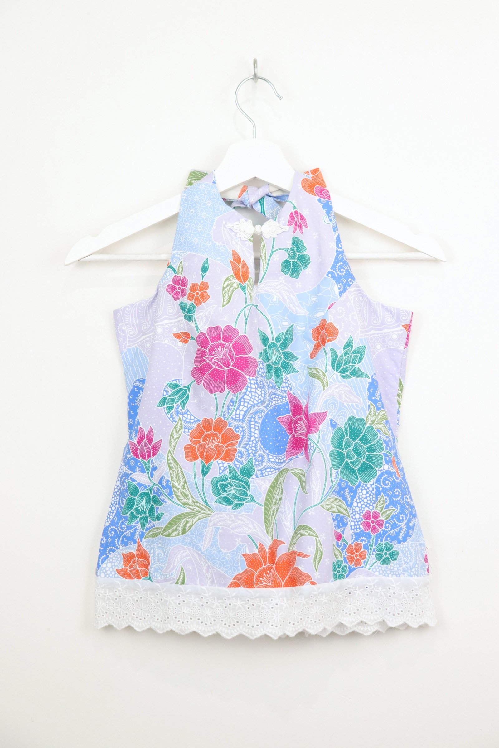 C.C. Halter Lace Batik Top - Bluebell 