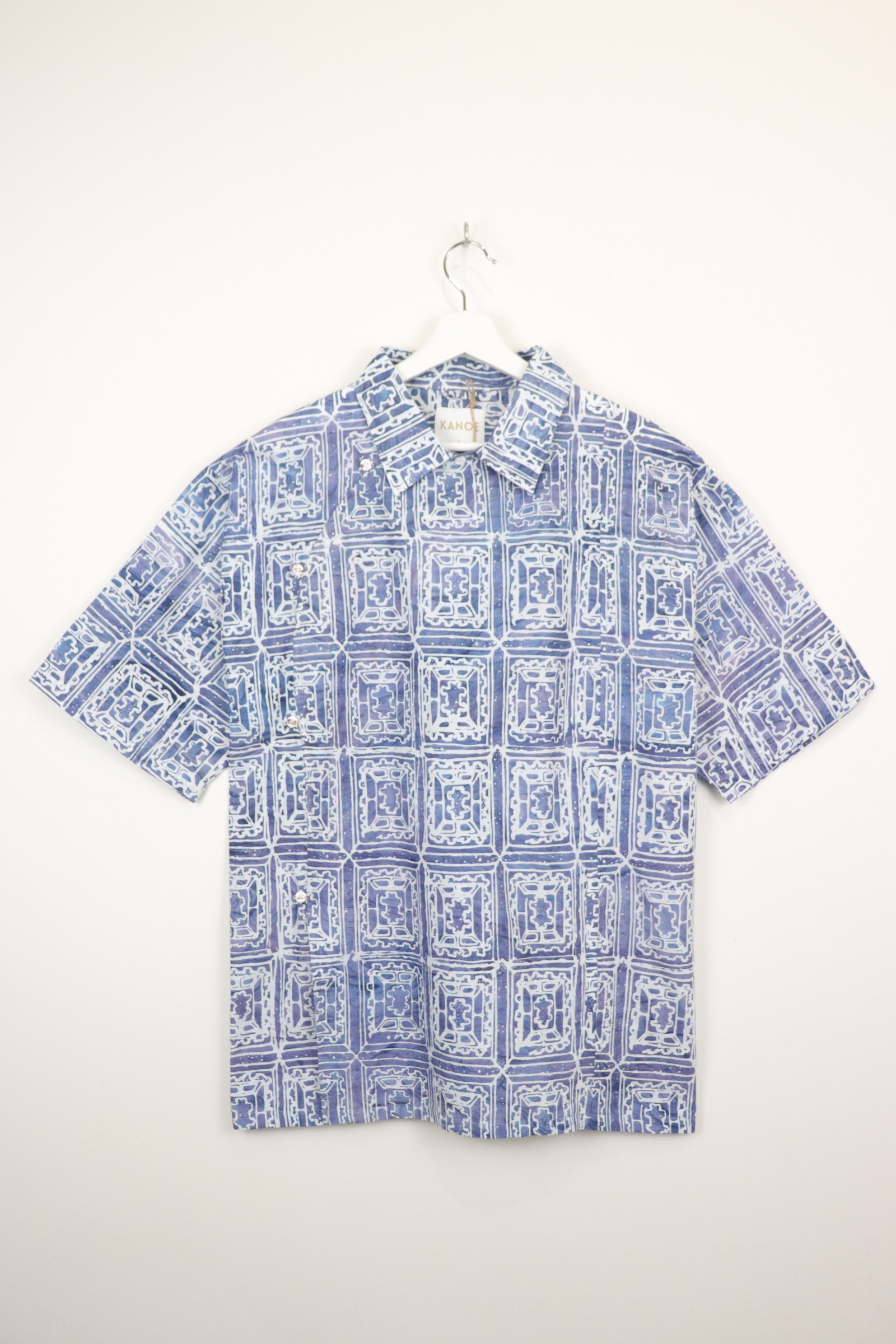Modern Samfu Shirt - Blue Tiles [ Handmade Batik ] [ L-XL ]
