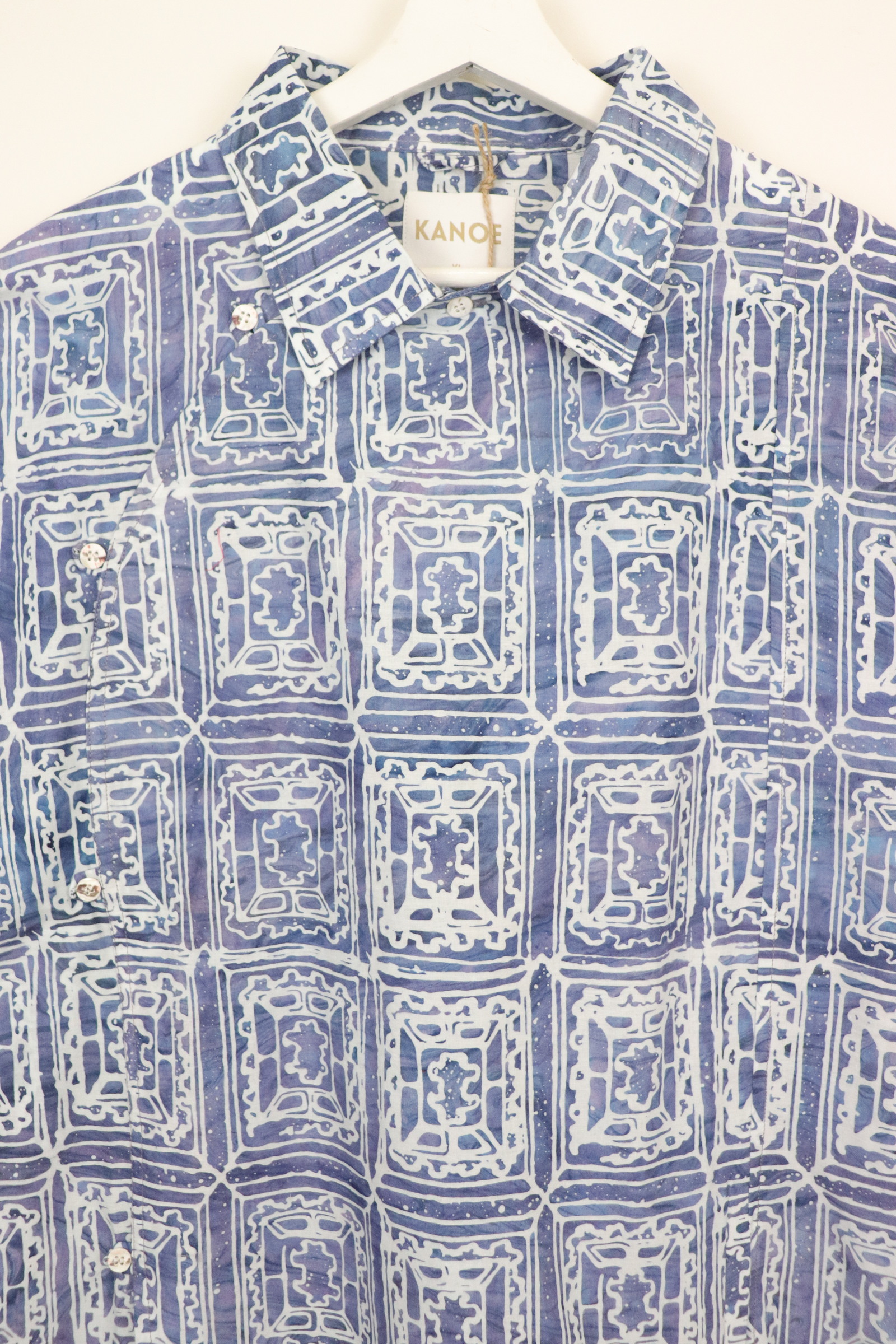 Modern Samfu Shirt - Blue Tiles [ Handmade Batik ] [ L-XL ]