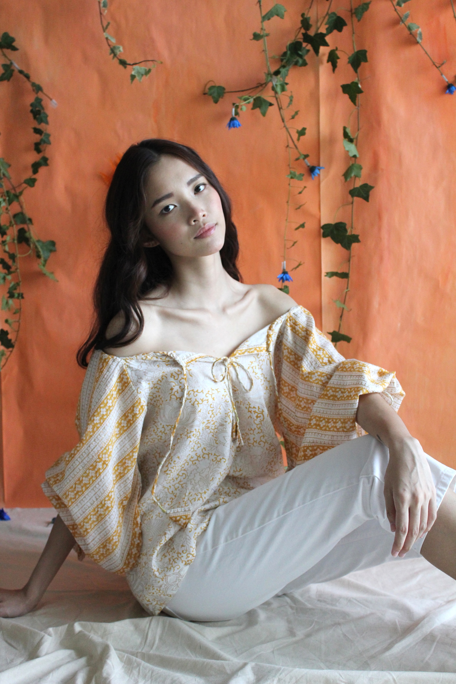 Goldline Smock w/ goldwrap tassels - Amber