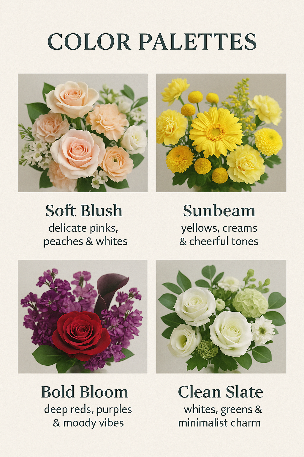 Note: Photos are for colour reference only. Flowers will be selected based on seasonality and available premium blooms. Each bouquet is a lovingly curated random premix.