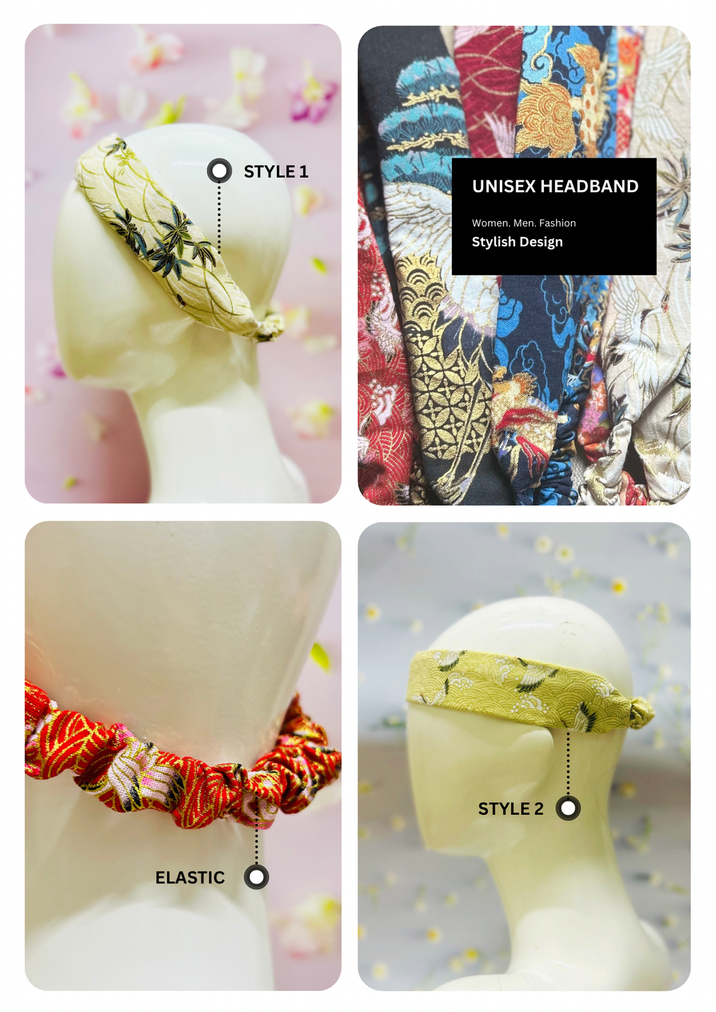 White Grey Modern Product Collage Pricelist A4 Document - Way to wear Headband