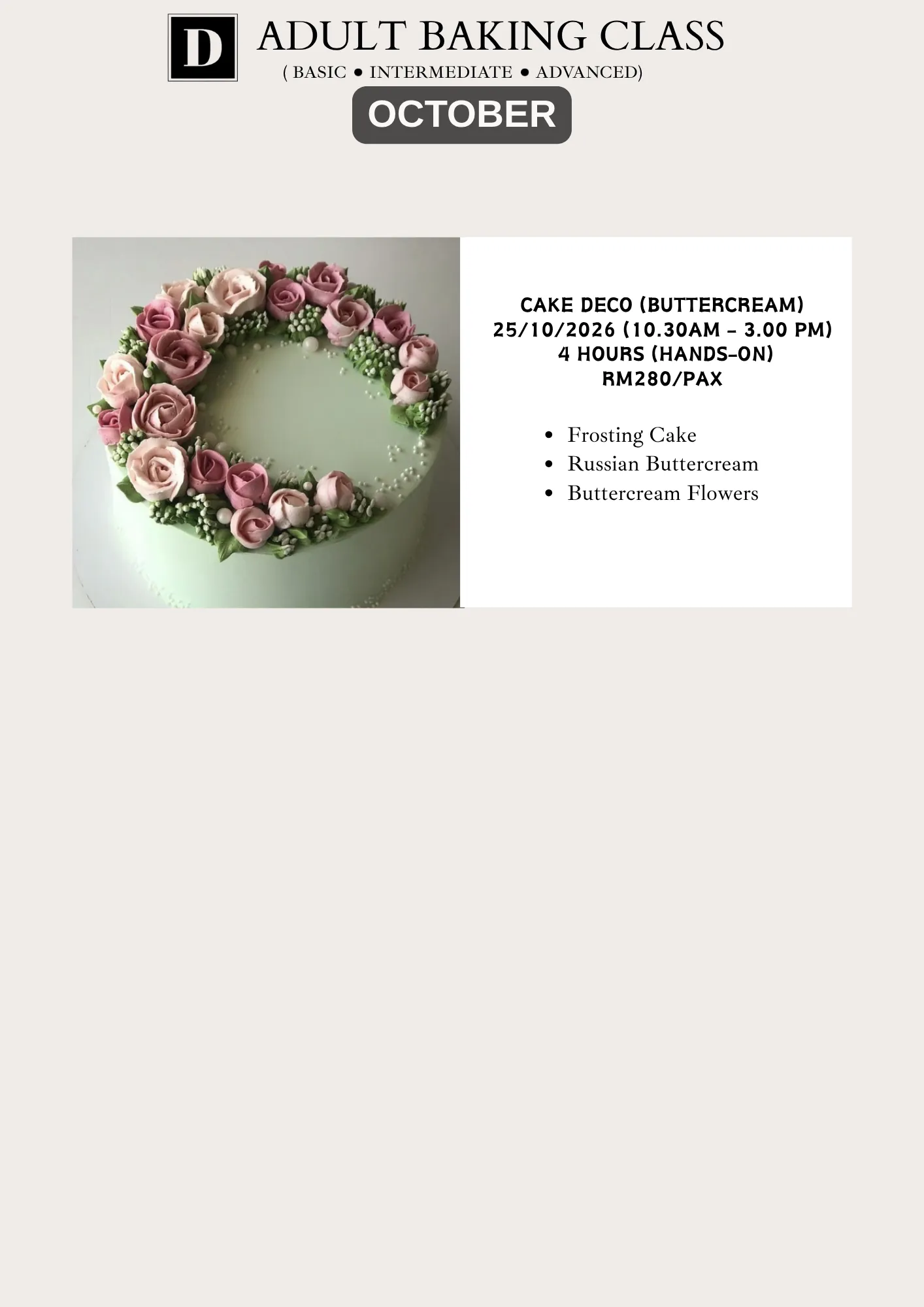 Booklet Adult Baking Class 2026