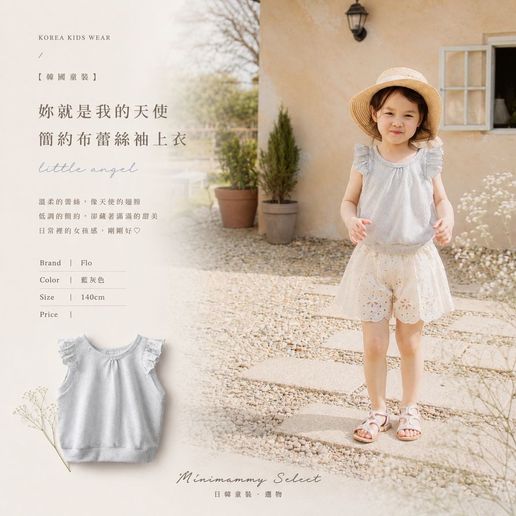 flo_簡約布蕾絲袖上衣(去金額)